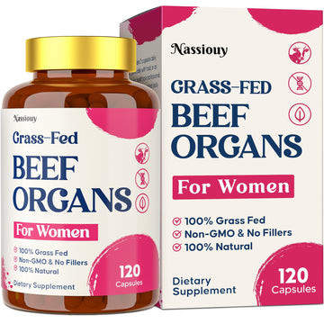 12-In-1 Beef Organ Supplement for Women - Beef Liver, Uterus, Kidney, Heart, Pancreas, 5 Vitamins & 2 Herbs, Hormone Balance, Menstruation, Energy, Immune - 100% Grass Fed, Pasture Raise - 120 Caps Nassiouy buy supplements canada