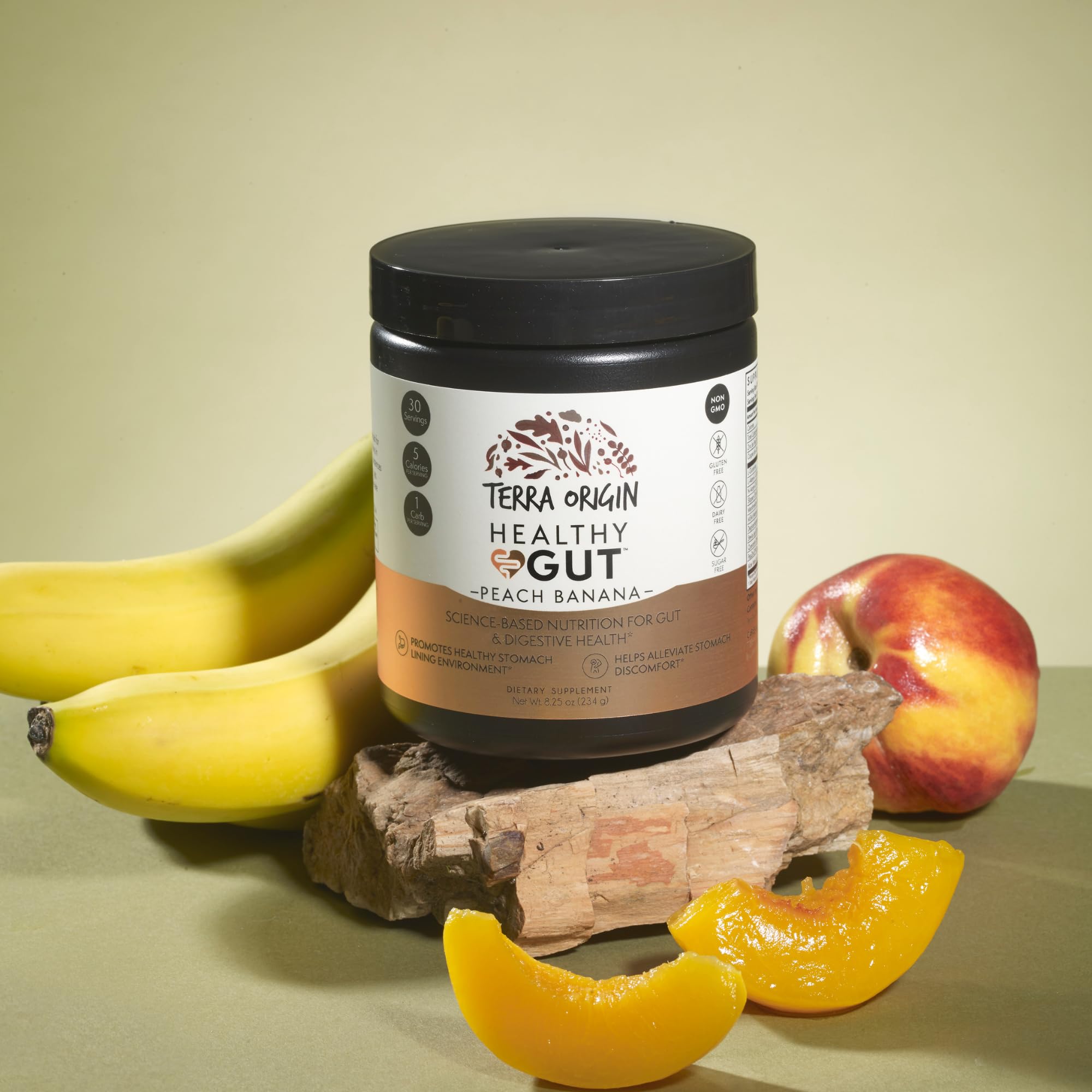 TERRA ORIGIN Healthy Gut Peach Banana | 30-Servings with L-Glutamine, Zinc, Glucosamine, Slippery Elm Bark, Marshmallow Root and More! TERRA ORIGIN buy supplements canada