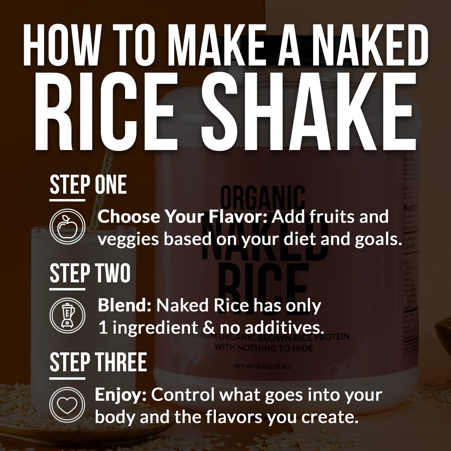 NAKED Rice 1Lb - Organic Brown Rice Protein Powder - Vegan Protein Powder, GMO Free, Gluten Free & Soy Free. Plant-Based Protein, NAKED buy supplements canada