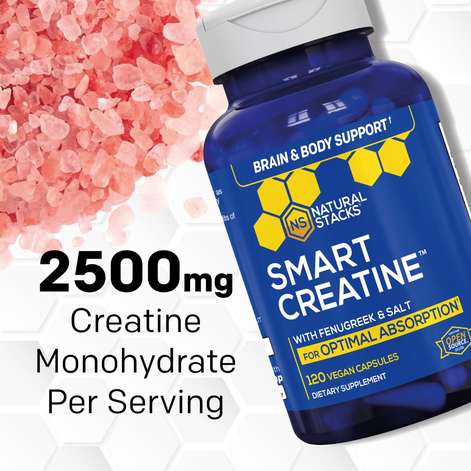 Creatine Monohydrate - 2500mg Creatine Pills - 450mg Fenugreek Extract & 250mg Himalayan Pink Salt - Supports Brain Health, Endurance & Muscle Building - Advanced Absorption Formula - 120 Capsules NATURAL STACKS buy supplements canada