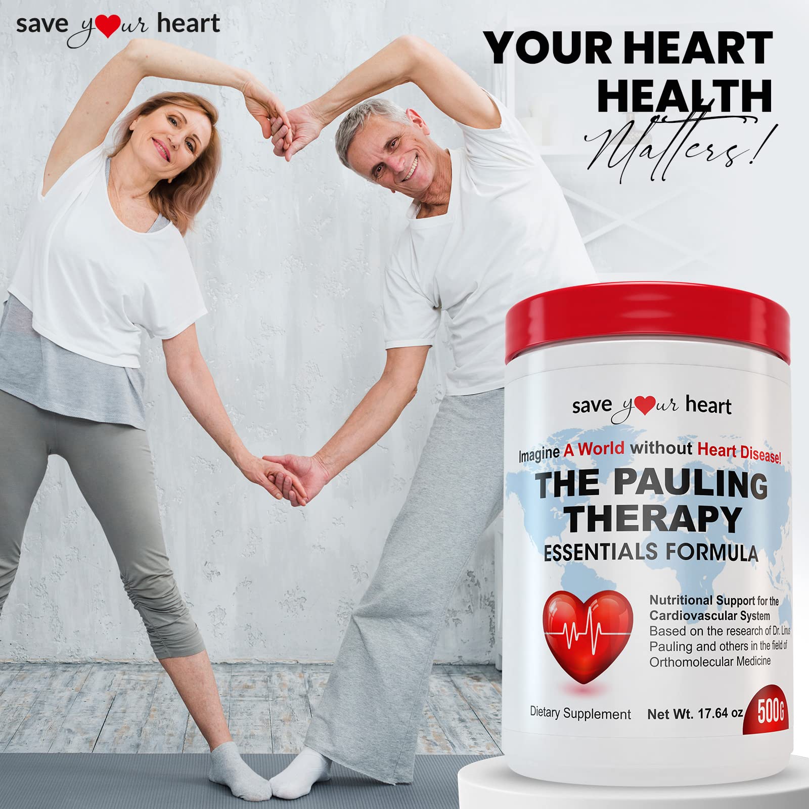 SAVE YOUR HEART Cardio Heart Health Powder Supplement - The Pauling Therapy Essentials Formula (PTEF) Healthy Vitamin C, B-12, L-Lysine, L-Arginine, Magnesium, Zinc + Vitamins, Minerals & Antioxidants SAVE YOUR HEART buy supplements canada