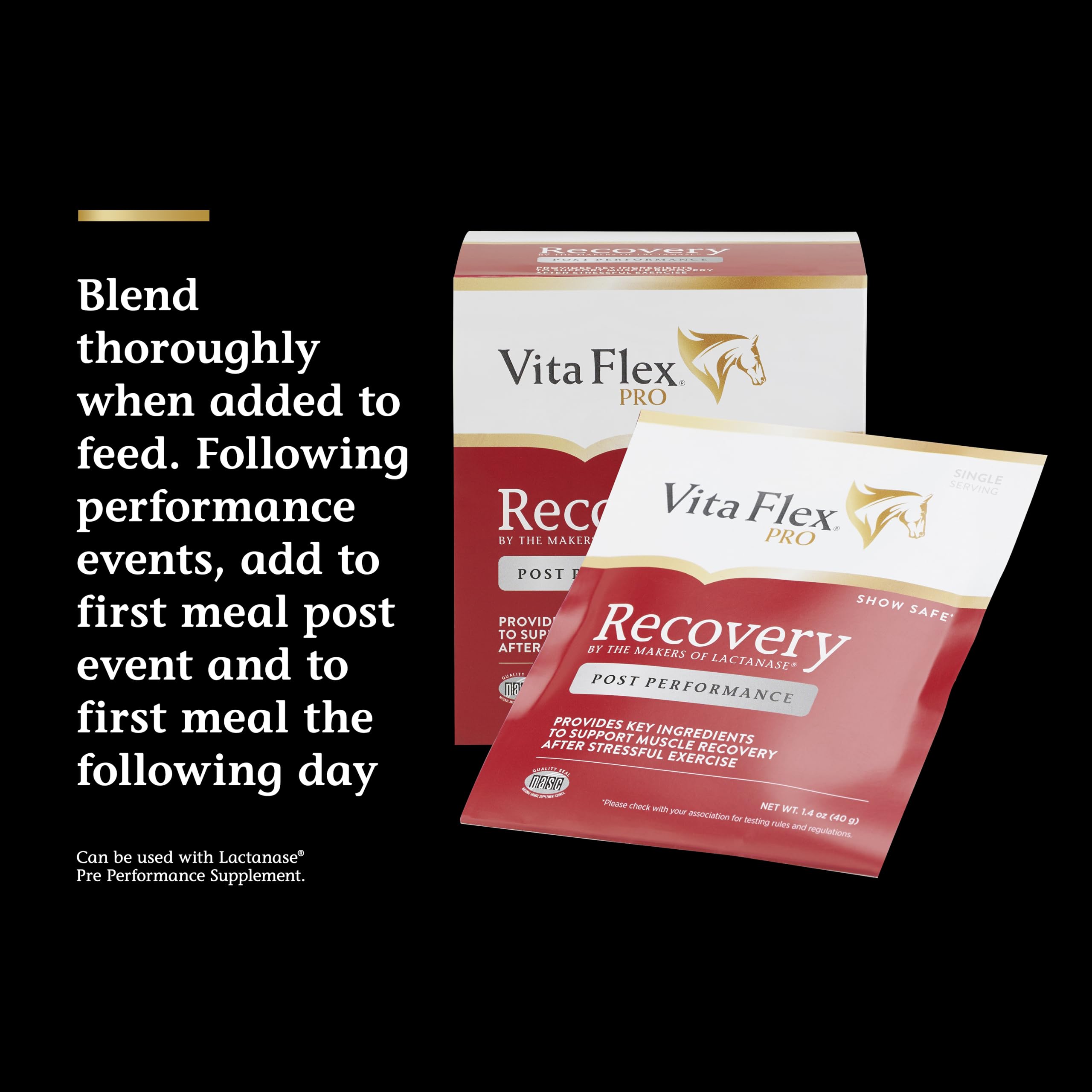 Vita Flex Pro Recovery by the Makers of Lactanase, Post Performance Horse Supplements 40 g, Show Safe Muscle Recovery Supplements, Amino Acids for Horses, Strength & Joint Health Vita Flex buy supplements canada