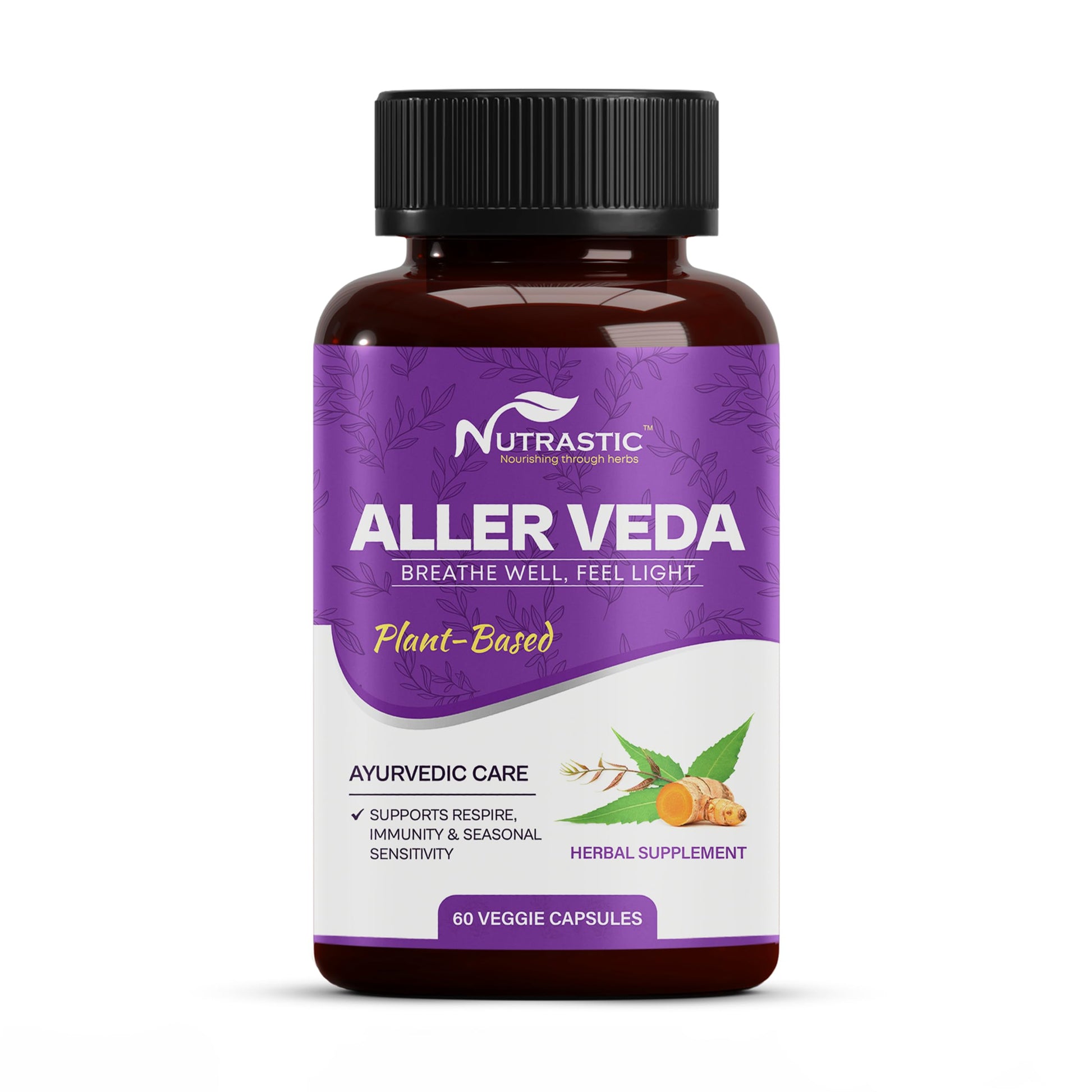 Nutrastic Aller Veda Respiratory Wellness Supplement with Pure Tulsi, Amla, Turmeric, and Neem | Natural Support for Healthy Breathing | 60 Caps Nutrastic buy supplements canada