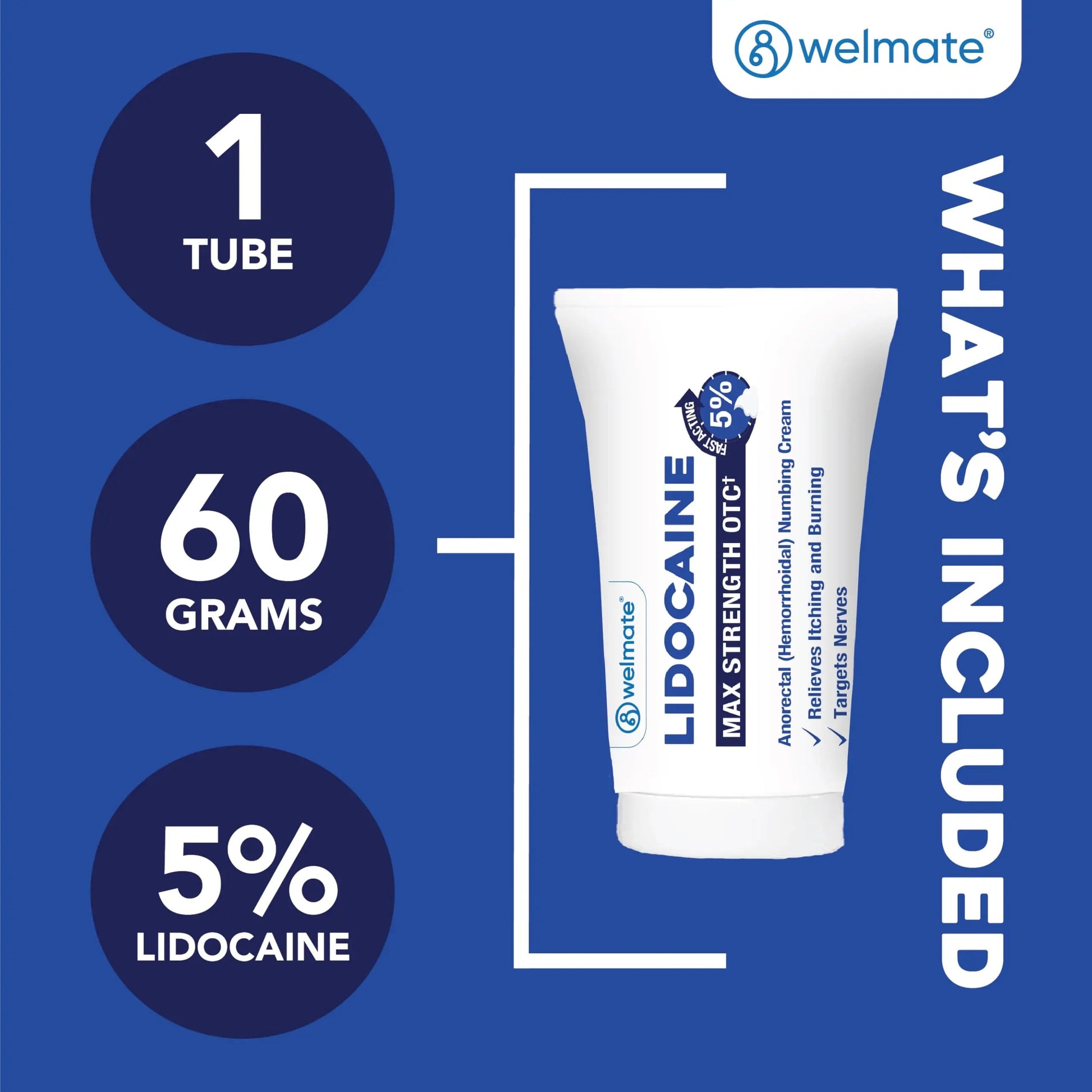 WELMATE 5% Lidocaine Cream for Hemorrhoids – Fast-Acting Lidocaine Numbing Cream & Topical Analgesic Cream for Anorectal Itch Relief, Unscented, Child Resistant Packaging 2 oz (60g) WELMATE buy supplements canada