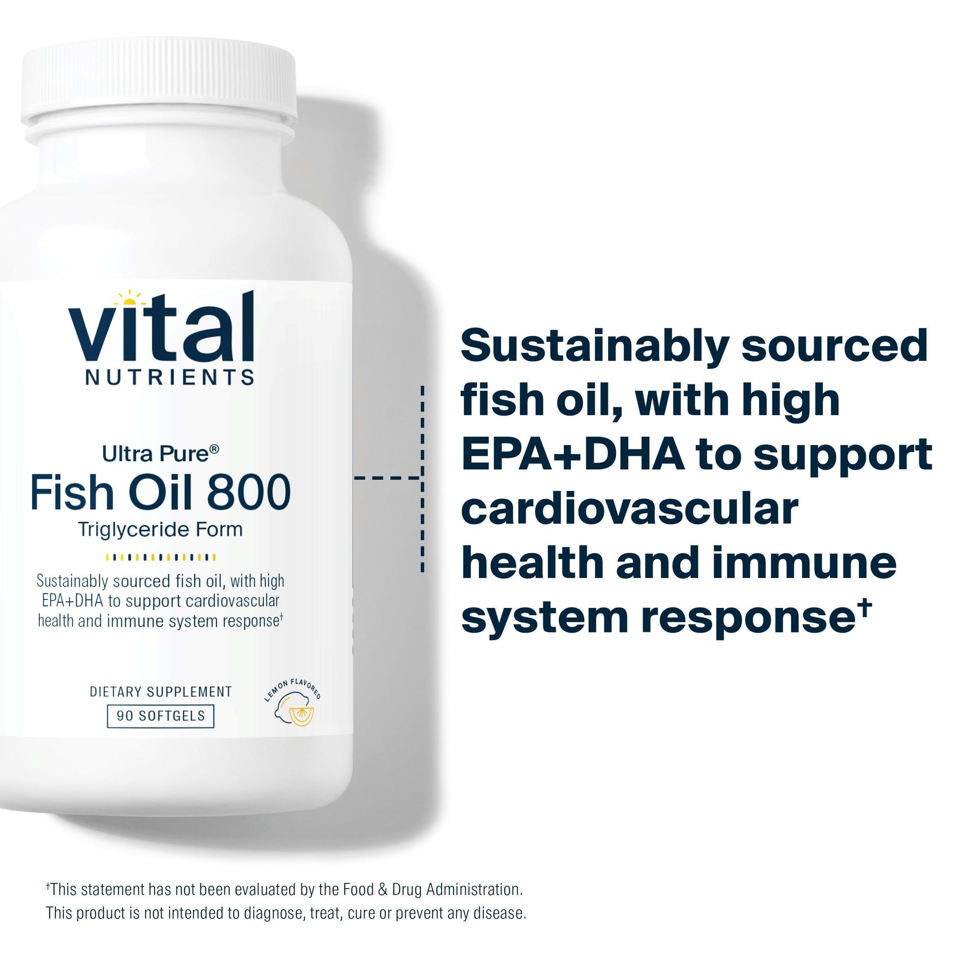 Vital Nutrients Ultra Pure® Fish Oil 800 Triglyceride Form - Heart, Brain, & Immune Health* - Sustainably Sourced High EPA & DHA Omega-3 Fatty Acid - Lemon Flavor - Gluten, Dairy, Soy Free - 90 Count Vital Nutrients buy supplements canada