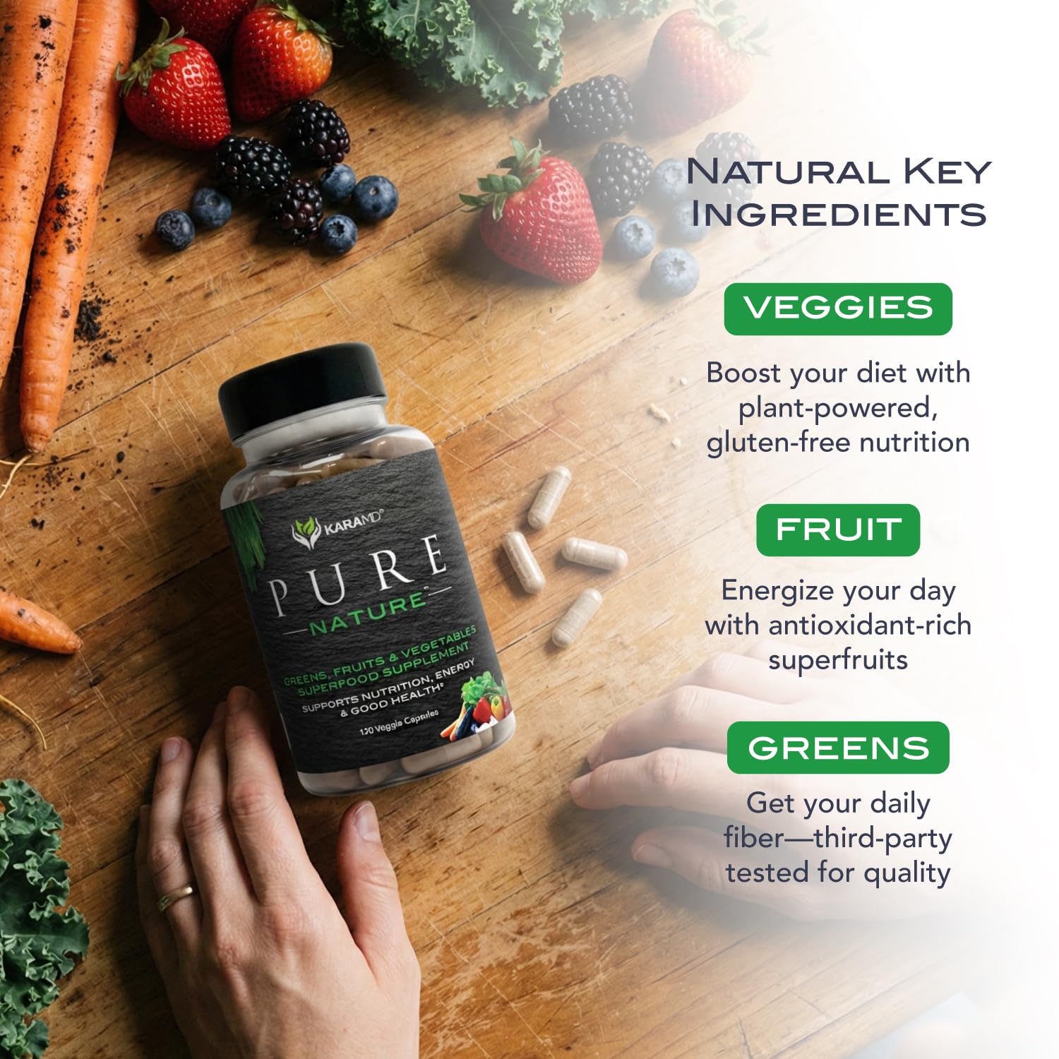 KaraMD Pure Nature | Greens, Fruit and Veggies Supplement | Vitamins, Fiber & Antioxidants | 20 Fruits and Vegetables Supplements for Energy & Digestion | Gluten Free & Vegan Friendly (30 Servings) KaraMD buy supplements canada