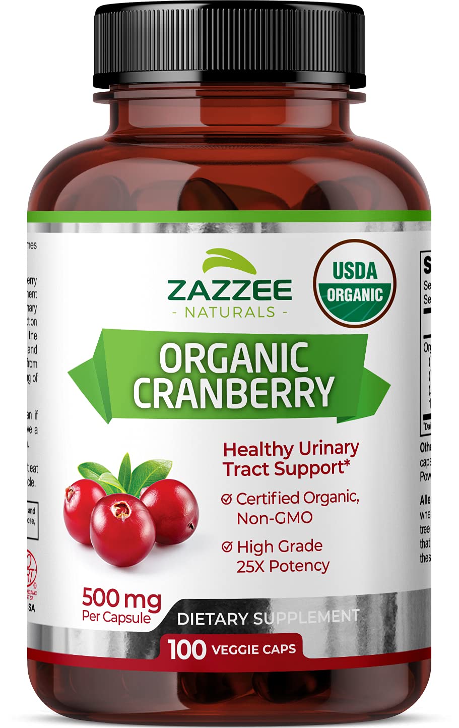 Zazzee USDA Organic Cranberry 25:1 Extract, 12,500 mg Strength, 100 Vegan Capsules Zazzee buy supplements canada