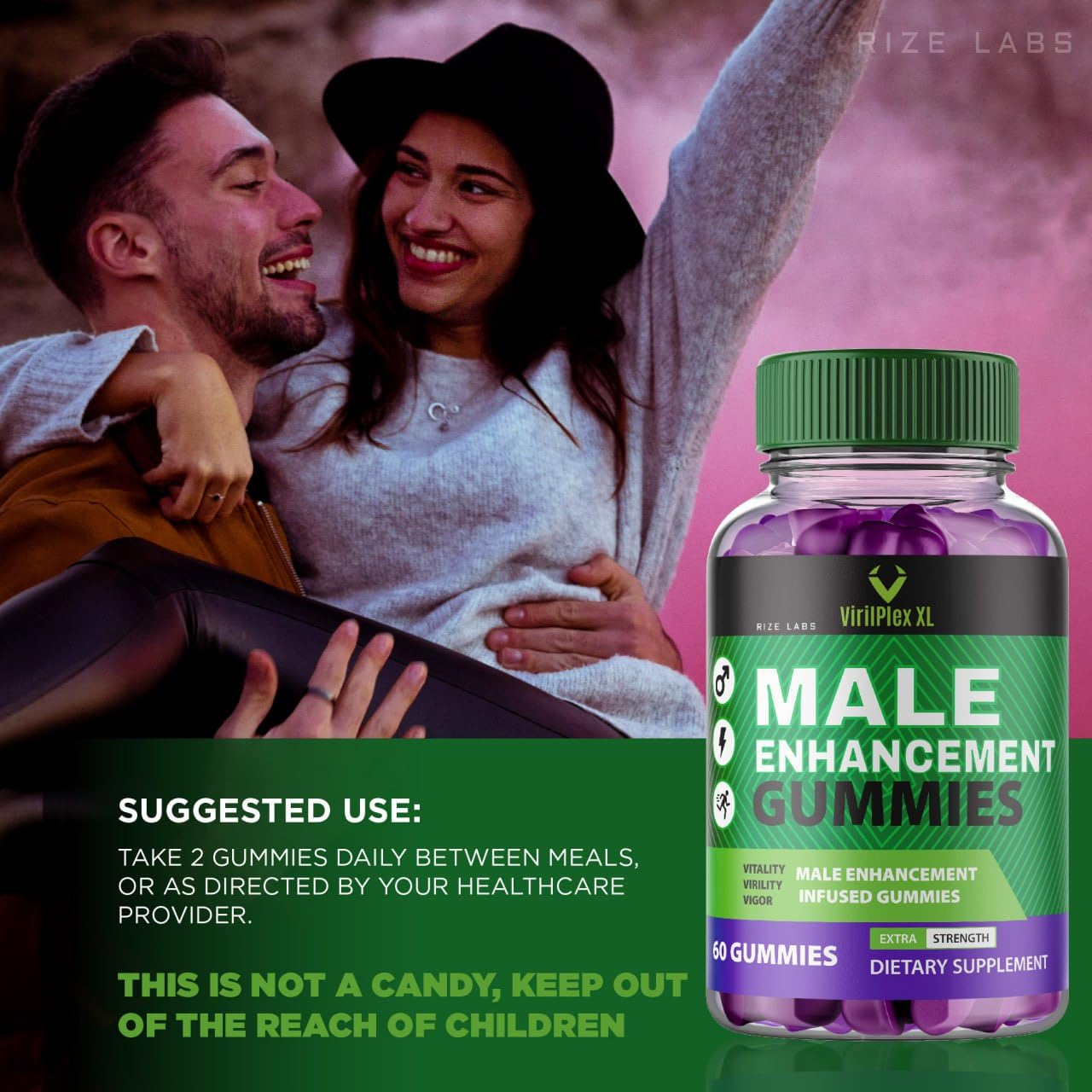 rize labs VirilPlex XL Male Performance Gummies, Premium Formula for Health and Well-Being for Men, Gummys to Deliver Maximum Performance Benefits - Pack of 3(180 Gummies) rize labs buy supplements canada
