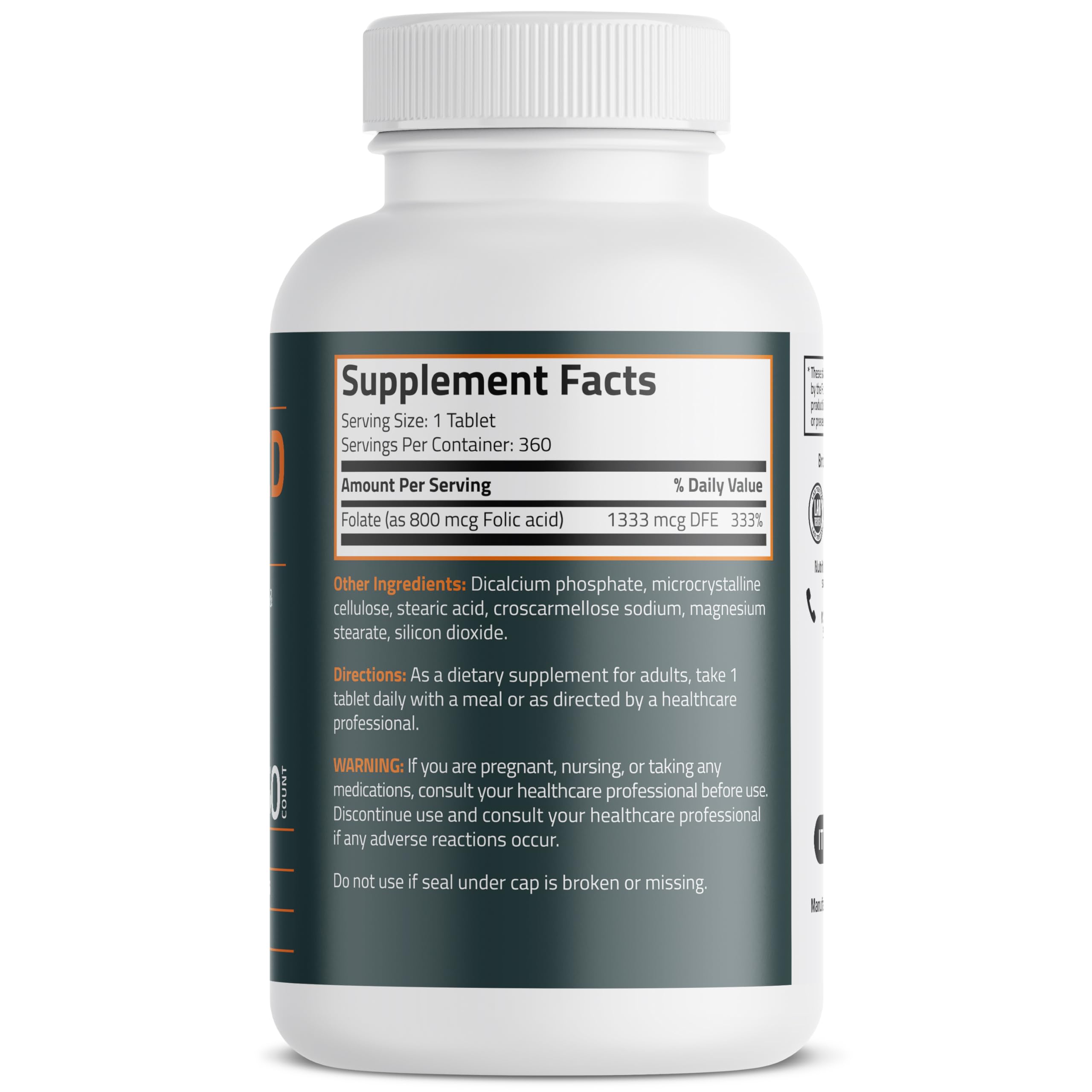 Bronson Folic Acid 800 MCG Supports Prenatal Development, 1 Year Supply, Non-GMO Bronson buy supplements canada