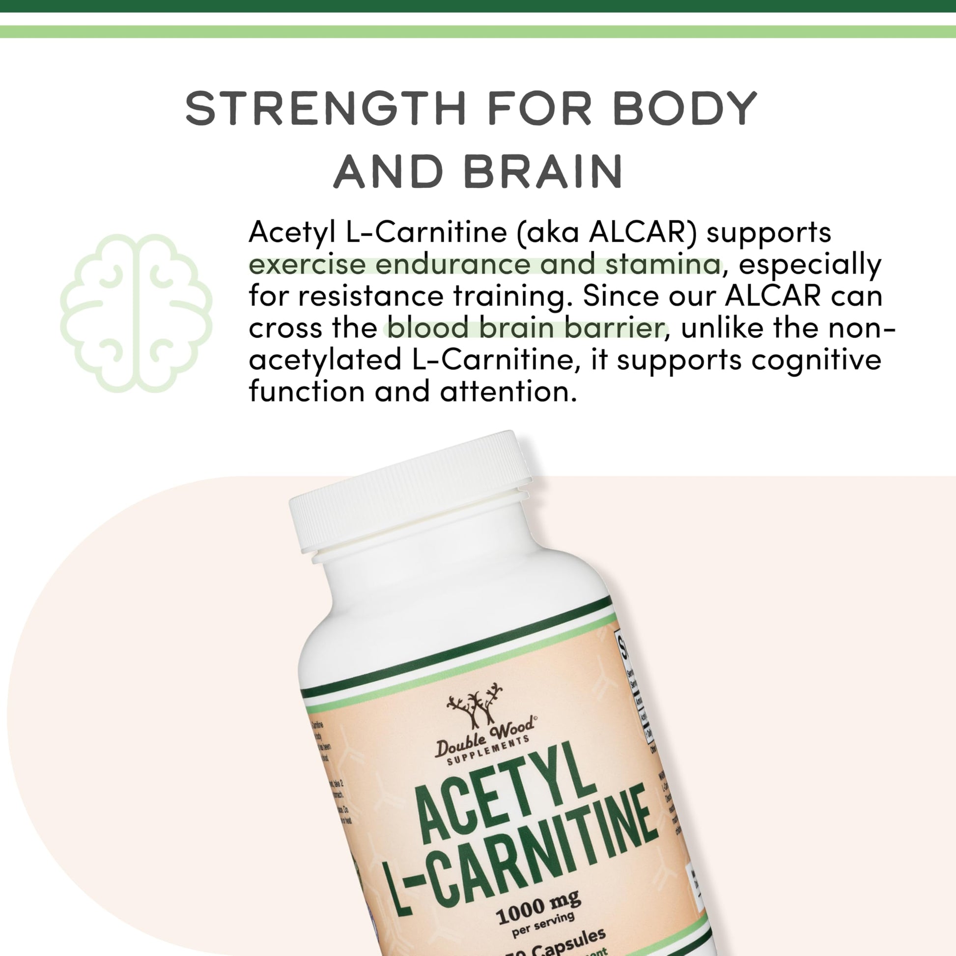 Acetyl L-Carnitine 1,000mg Per Serving, 150 Capsules (ALCAR for Brain Function Support, Memory, Attention, and Stamina) Acetyl L Carnitine That is Third Party Tested by Double Wood Double Wood Supplements buy supplements canada