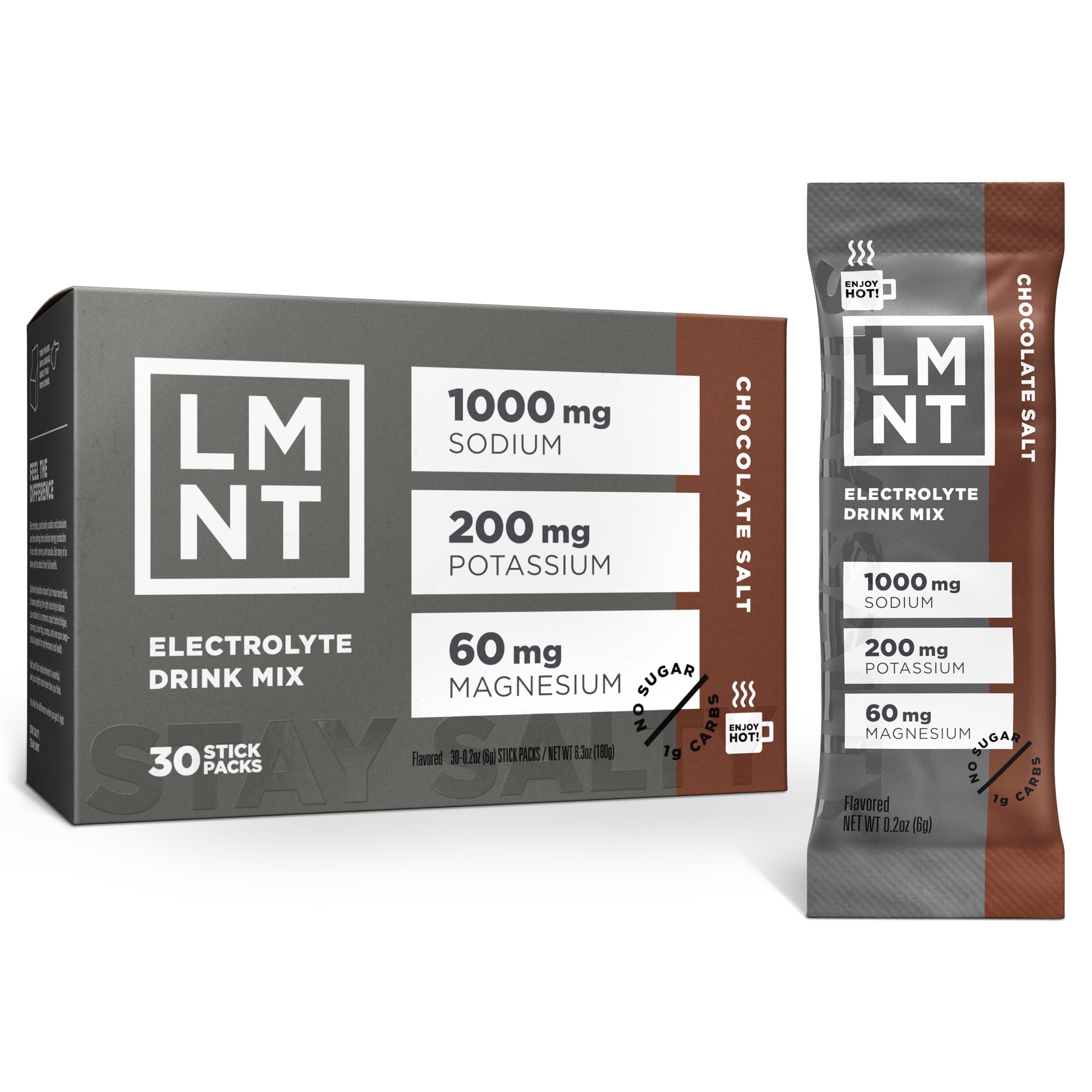 LMNT Zero Sugar Hot Chocolate or Coffee Mixer - Chocolate Salt | Drink Mix | 30-Count Drink LMNT buy supplements canada