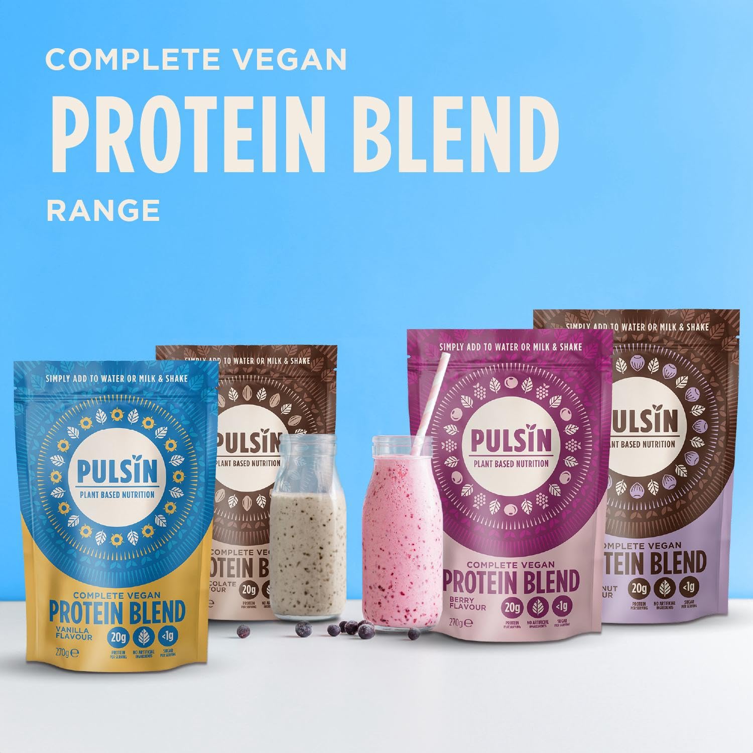 Pulsin plant based nutrition,Complete vegan protein blend,Vanilla flavour 270 g Pulsin buy supplements canada