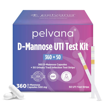 Pelvana D-Mannose UTI Kit for Women – UTI Test Strips & D-Mannose Supplement, At-Home Testing, Maintains Healthy Urinary Tract Balance, Flushes Impurities – 3 Bottles (120 Capsules) + 50 Test Strips Pelvana buy supplements canada