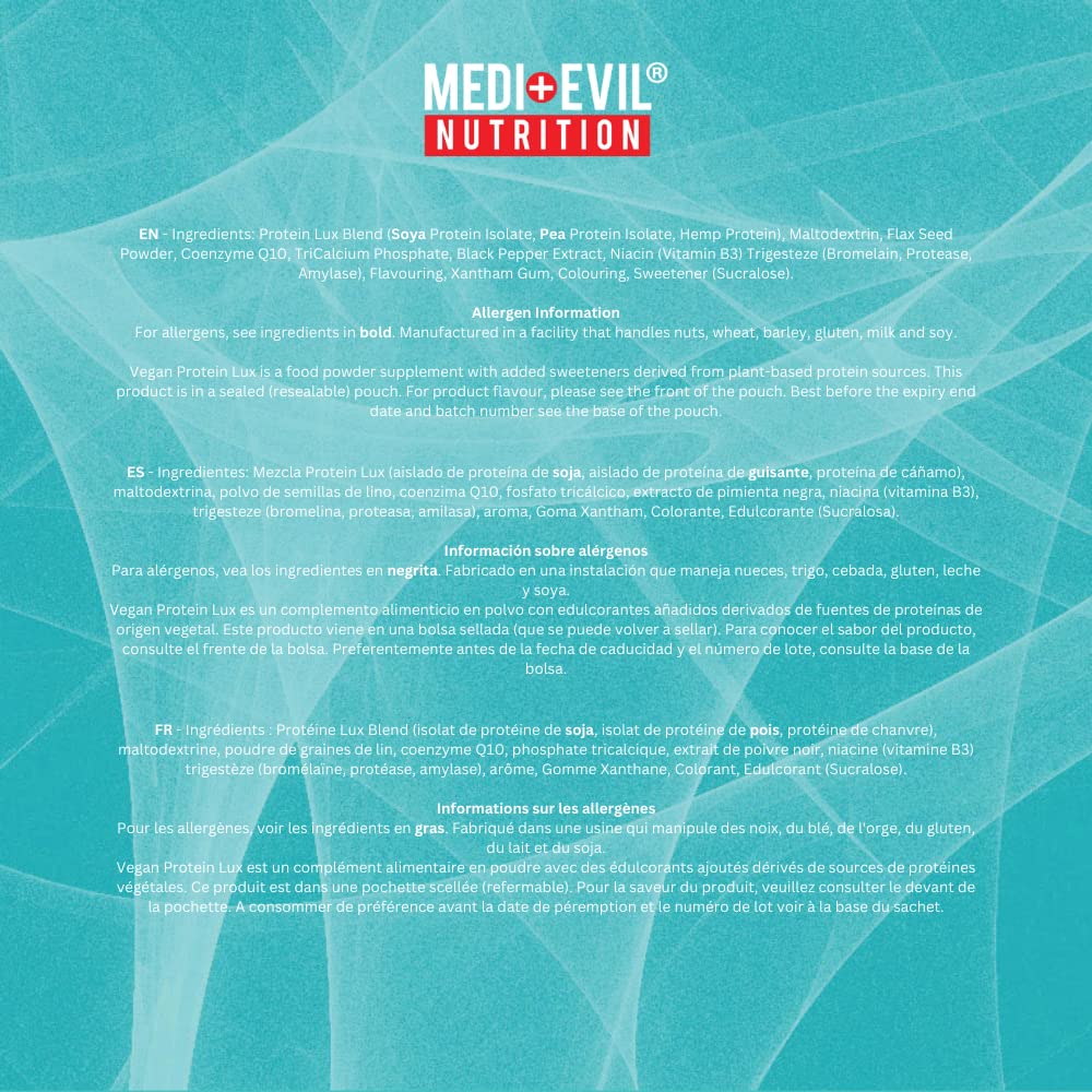 Medi-Evil Nutrition Vegan Protein Powder, Natural Ingredients, Gluten Free and Vegetarian Medi-Evil buy supplements canada