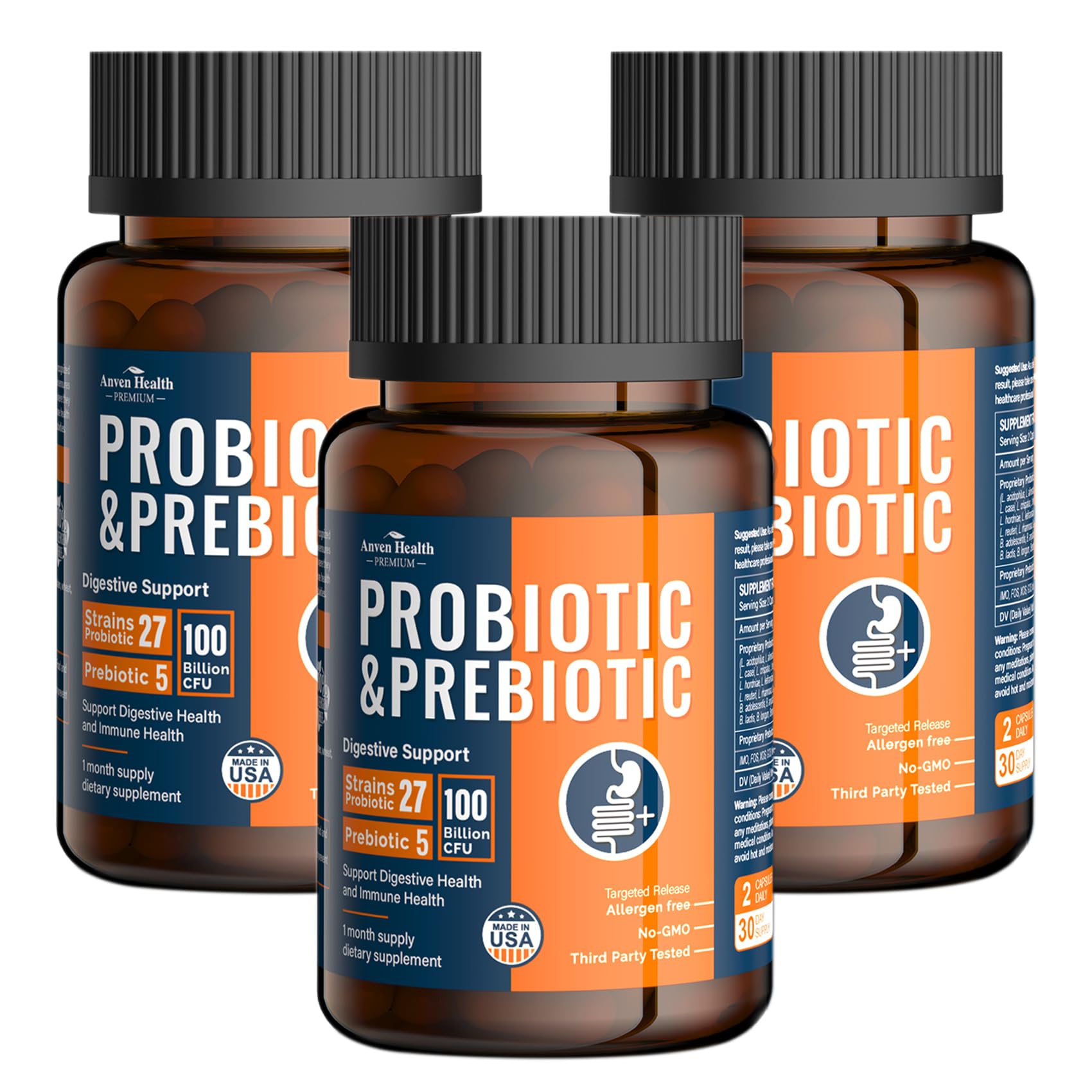 Anven Health 100 Billion Probiotics for Men and Women 27 Strains 5 Organic Prebiotics for Gut Digestive & Immune Health, Supports Diarrhea Gas Bloating, Non-GMO, Zero Fillers – Made in USA丨180 Caps Anven Health buy supplements canada