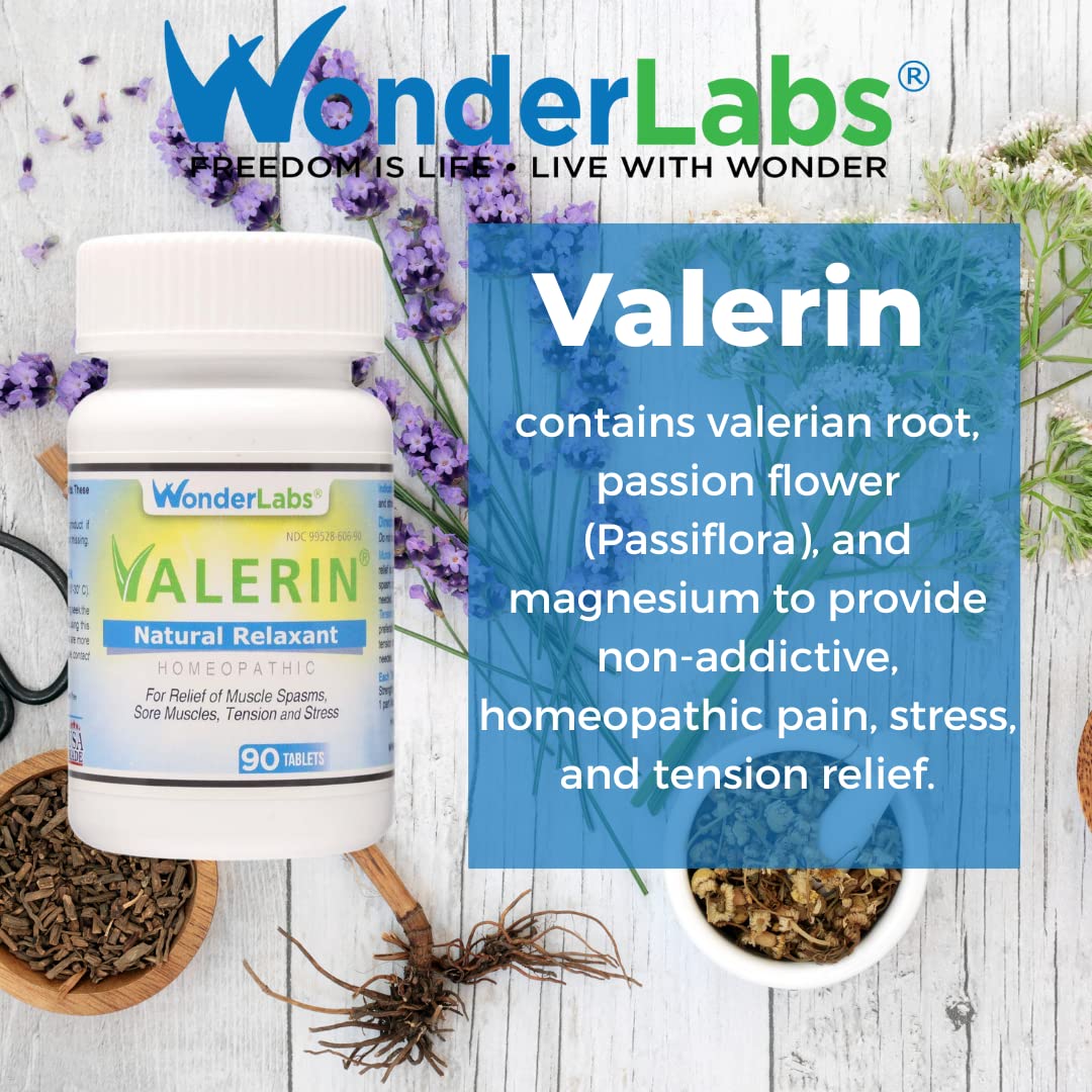 Valerian Natural Relaxant for Tension Relief, Stress Relief, Leg Cramp Relief and Other Muscle Cramps Magnesium, Passion Flower, & Valerian Root Muscle Relaxant - (90ct) Wonder Laboratories buy supplements canada