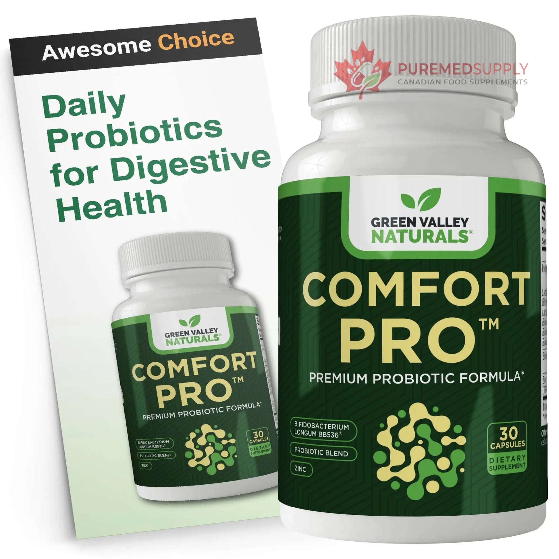 ComfortPro™ Daily Probiotics for Digestive Health | Constipation Relief & Bloating Support for Women & Men | Gut Cleanse with Zinc | Helps Reduce Gas & Promotes Digestive Regularity | Valley Formula GREEN VALLEY NATURALS buy supplements canada