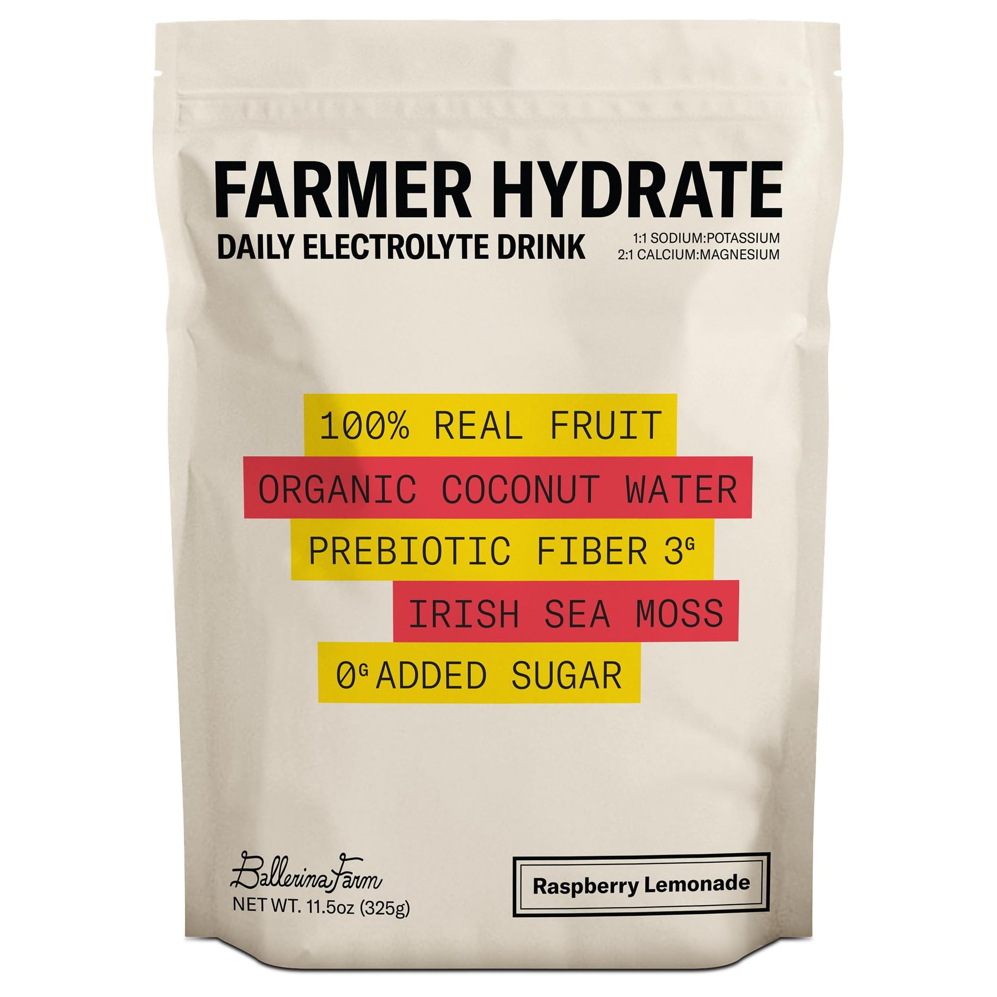 Ballerina Farm Farmer Hydrate, Daily Electrolytes Powder, Raspberry Lemonade, Hydration Drink Mix with Organic Coconut Water, Irish Sea Moss, Sea Salt, Prebiotic Fiber, No Added Sugar, 25 Servings Ballerina Farm buy supplements canada