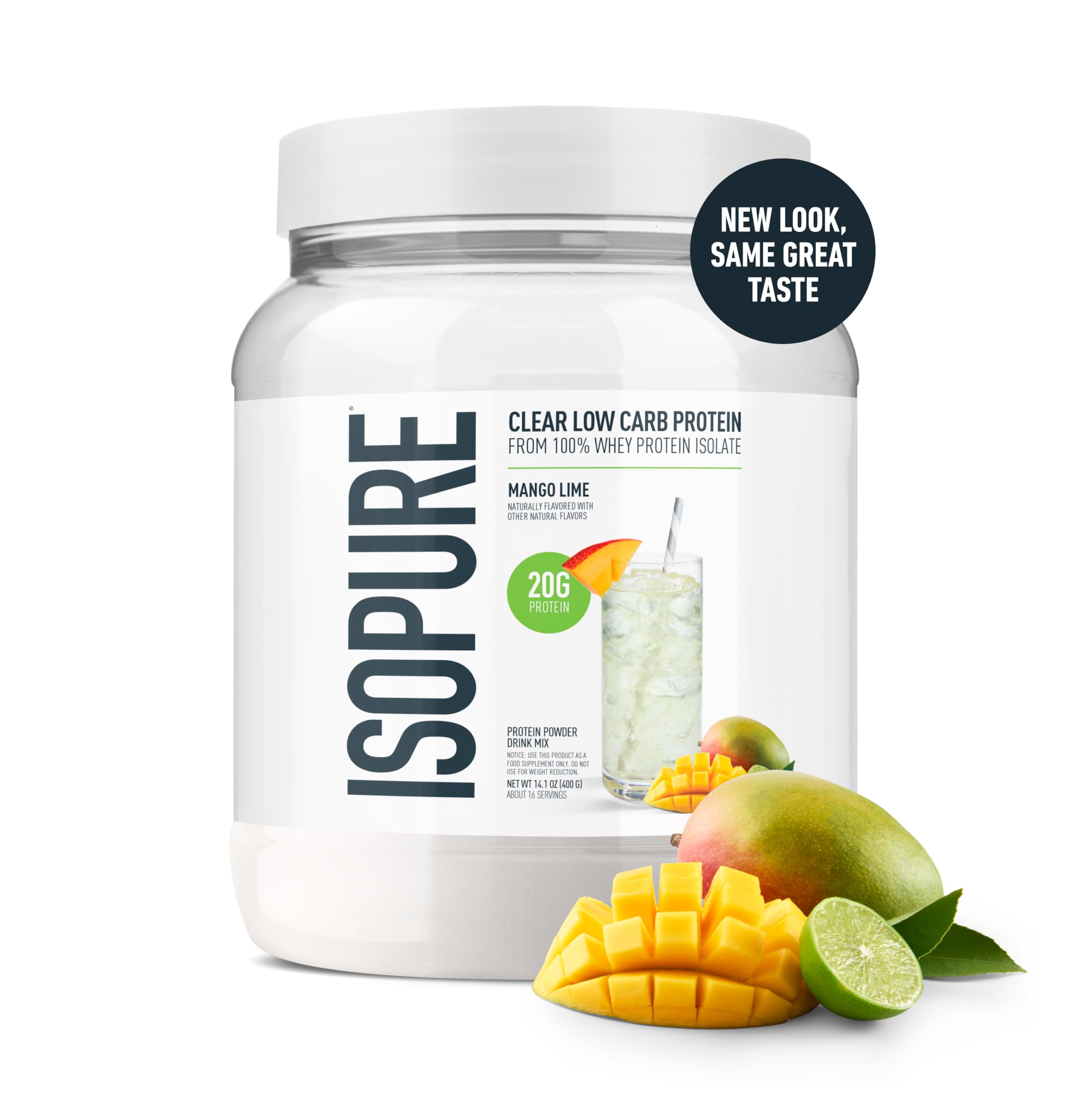 Isopure Clear Whey Isolate Protein Powder, Lactose Free, Gluten Free, Naturally Flavored, Mango Lime, 20g Protein Per Serving, 14.1 Oz, 16 Servings (Packaging May Vary) Isopure buy supplements canada