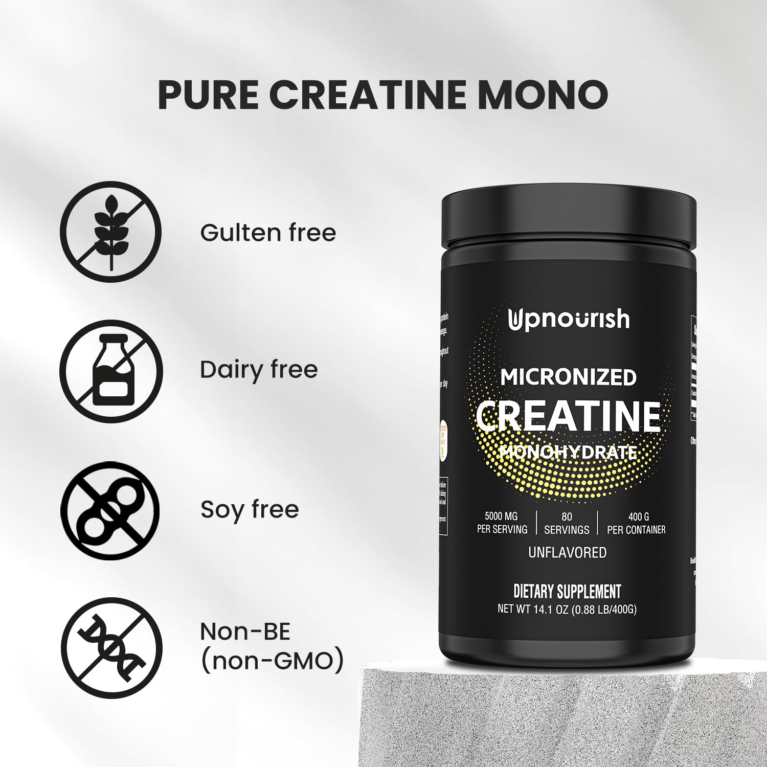 UpNourish Micronized Creatine Monohydrate Powder 400 G - Unflavored Vegan for Pre Workout, Muscle Building Pure Women and Men Instantized Supplement, 80 Servings 14.1096 Ounce UpNourish buy supplements canada