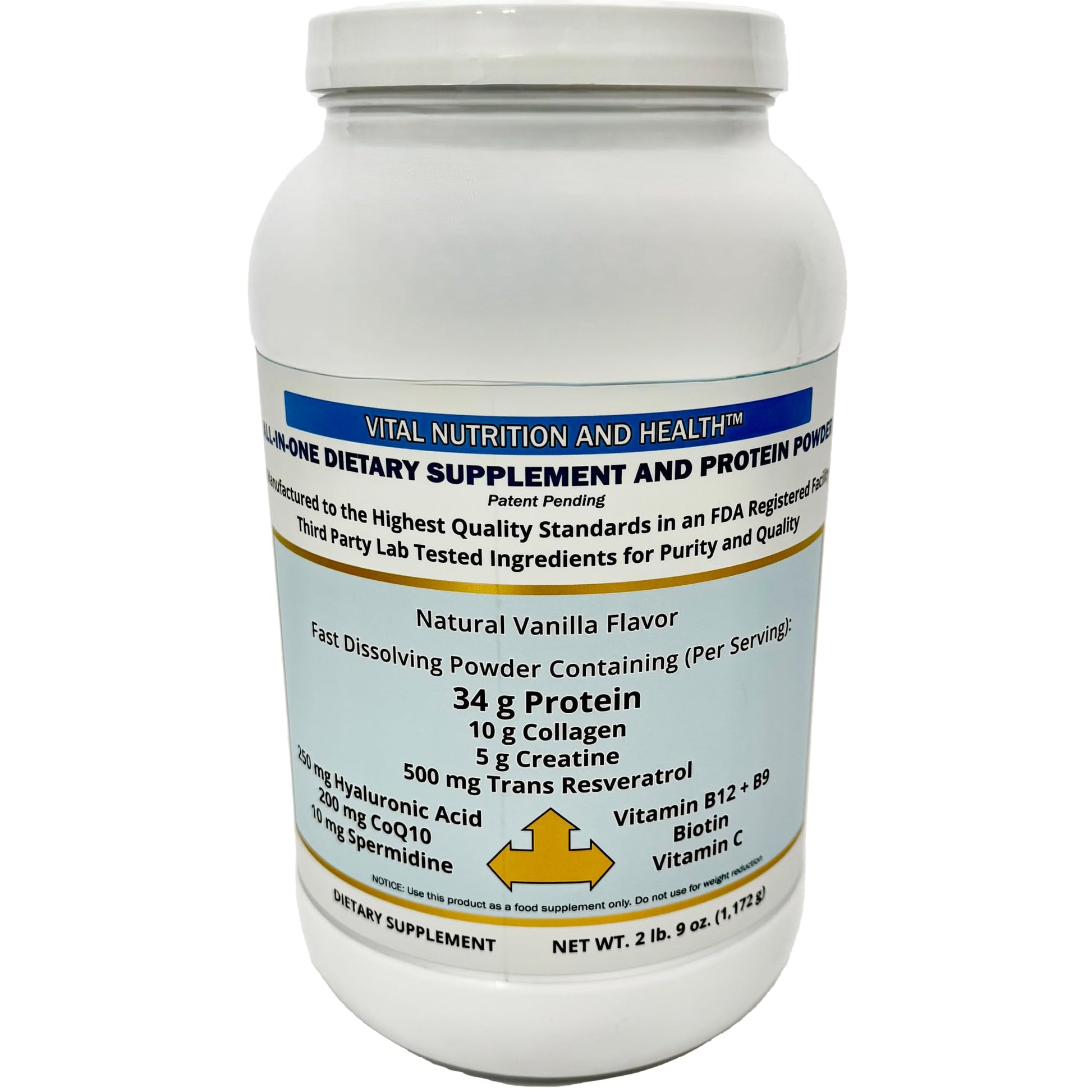 Vital Nutrition and Health All-in-One Powder: Protein, Collagen, Creatine, Resveratrol, Spermidine, Hyaluronic Acid, CoQ10 + Key Vitamins Vital Nutrition and Health buy supplements canada