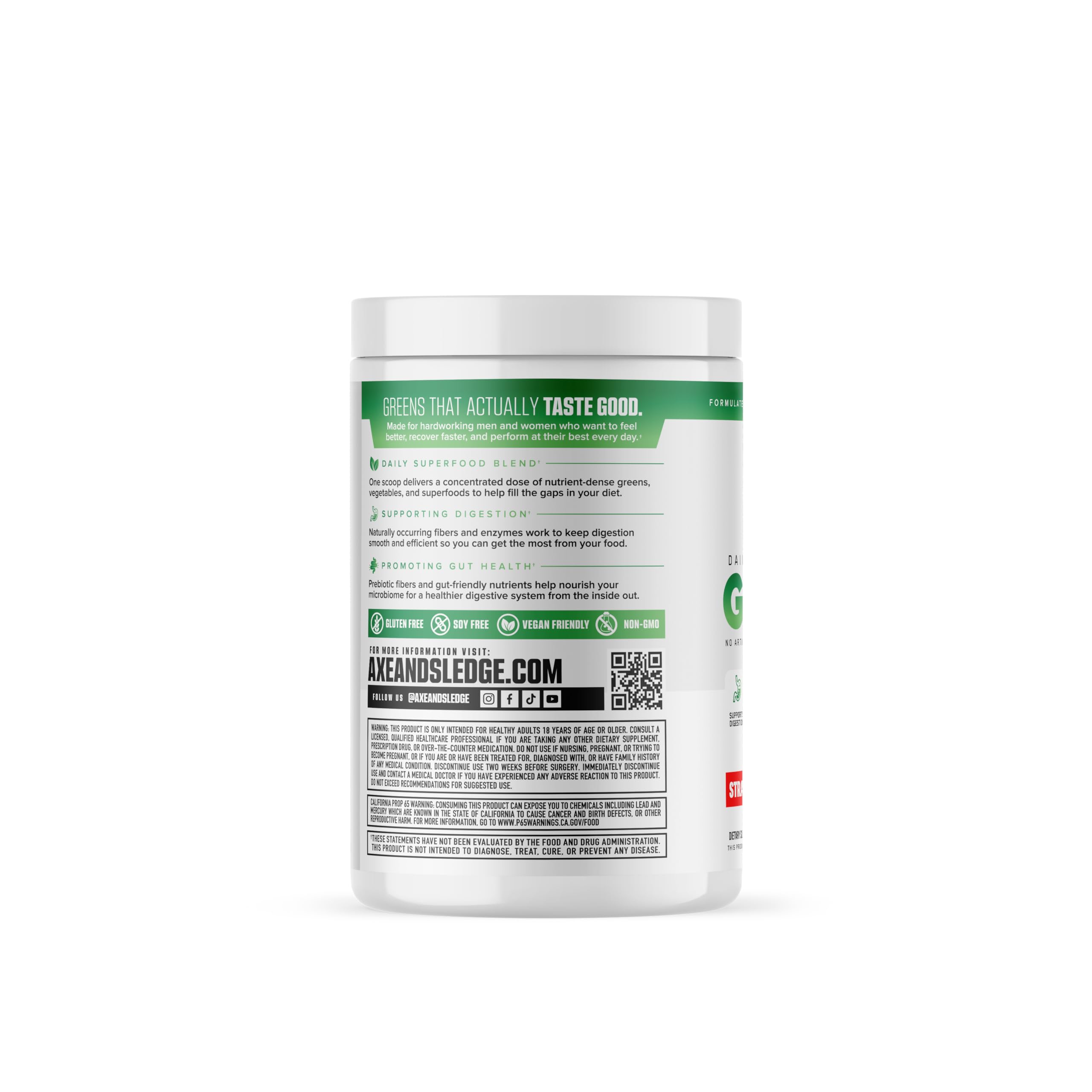 Axe & Sledge Super Greens and Reds Powder – Greens Drink with Superfoods, Probiotics & Digestive Enzymes for Energy, Gut Health & Bloating | Strawberry Banana Axe & Sledge buy supplements canada