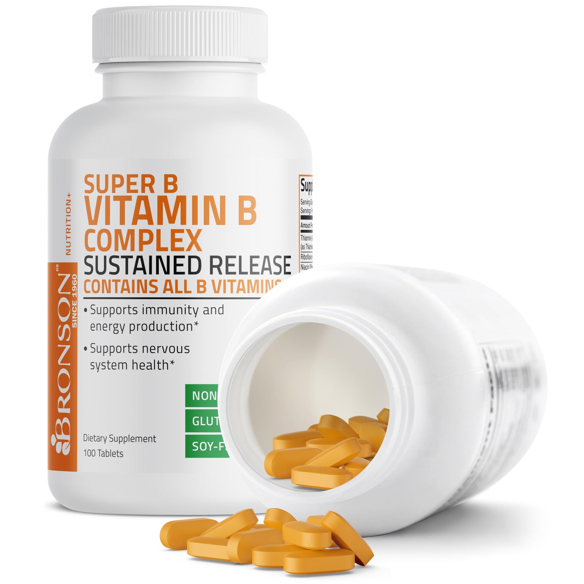 Bronson Super B Vitamin B Complex Sustained Slow Release Vitamin B1, B2, B3, B6, B9 Bronson buy supplements canada