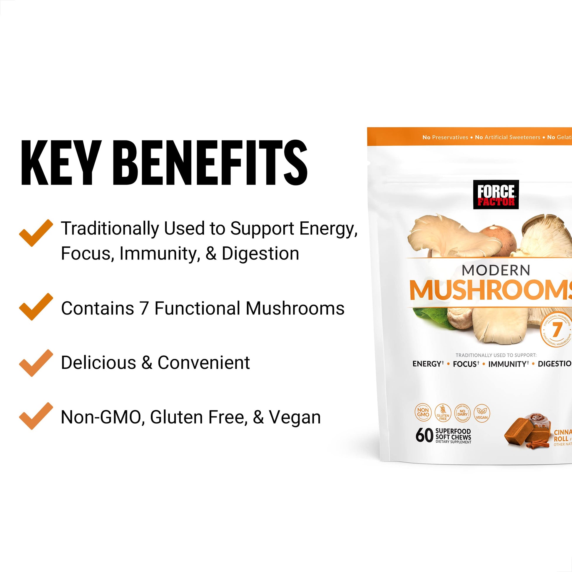 FORCE FACTOR Modern Mushrooms Soft Chews, Mushroom Supplement with Lions Mane Force Factor buy supplements canada