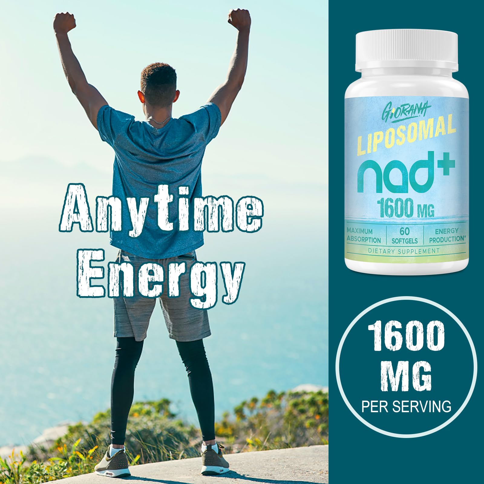 GIORANA 1600 MG Liposomal NAD+ Supplement, NAD+ Boosting Supplement, Superior Absorption, Vitamin B3 for Aging Defense, Longevity, Energy, Repair, Non-GMO, 60 Softgels GIORANA buy supplements canada