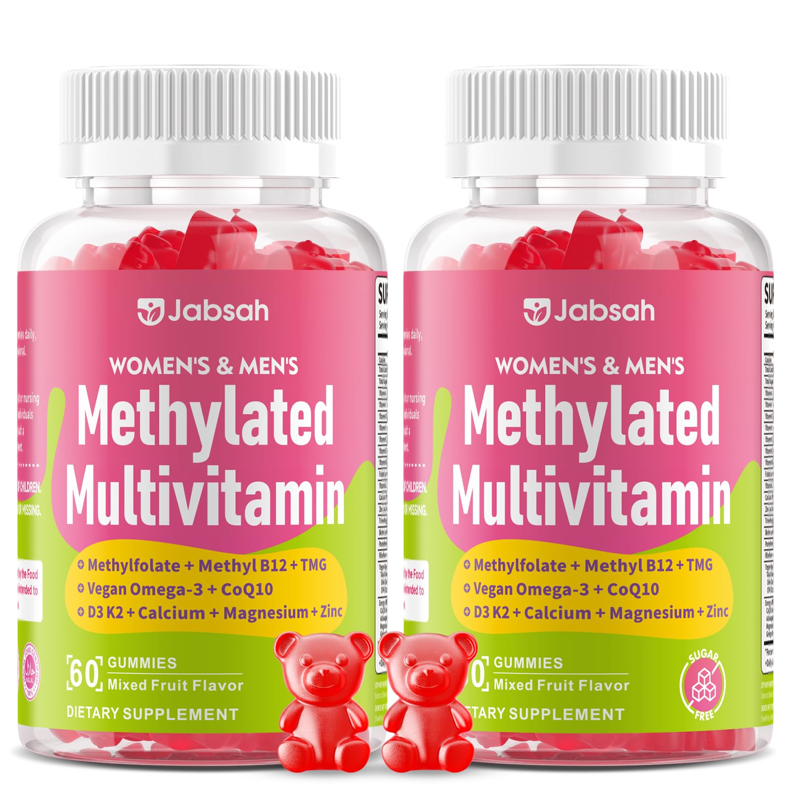 Methylated Vitamin B Complex Gummies for Women & Men, Multivitanins Gummy with Vitamin A, C ,E, Methylfolate & B12, TMG, Calcium, D3 K2 Jabsah buy supplements canada