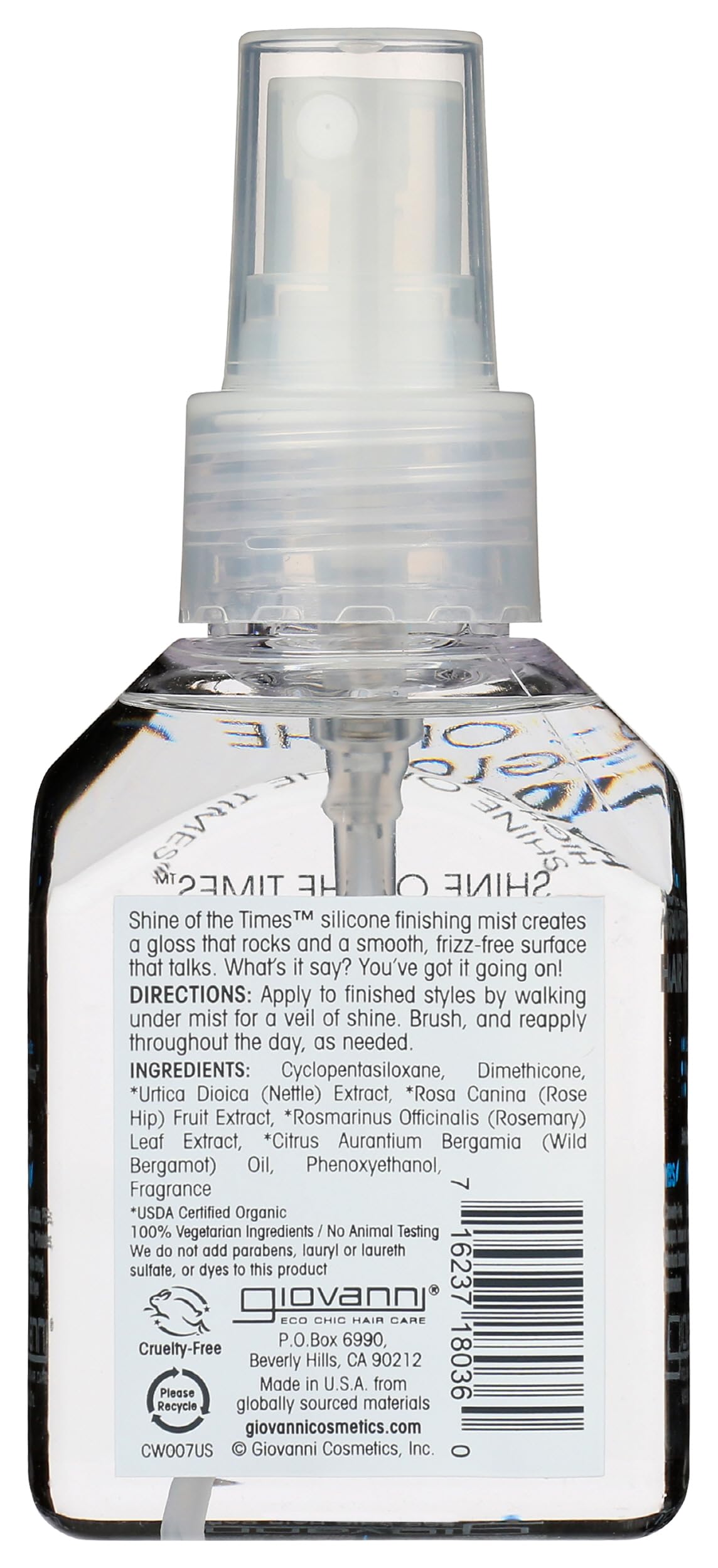 GIOVANNI Shine of the Times Finishing High-Gloss Hair Mist - Anti Frizz Hair Products, Color Safe, Salon Quality, Cruelty-Free, No Parabens, Infused with Natural Botanical Ingredients - 4.3 oz GIOVANNI buy supplements canada