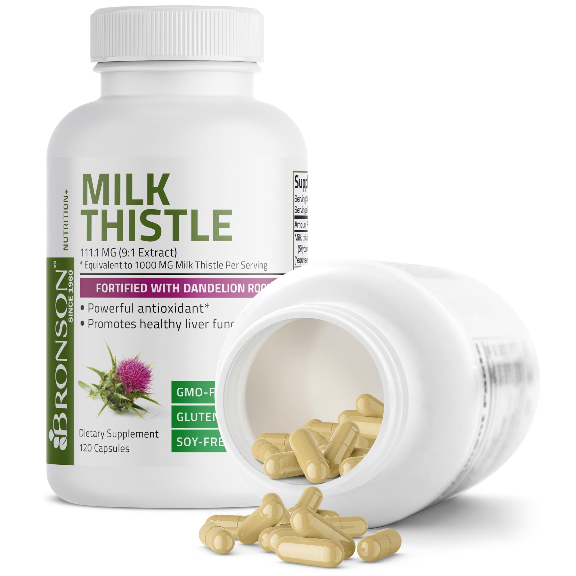 Bronson Milk Thistle Silymarin Marianum & Dandelion Root Liver Health Support Bronson buy supplements canada