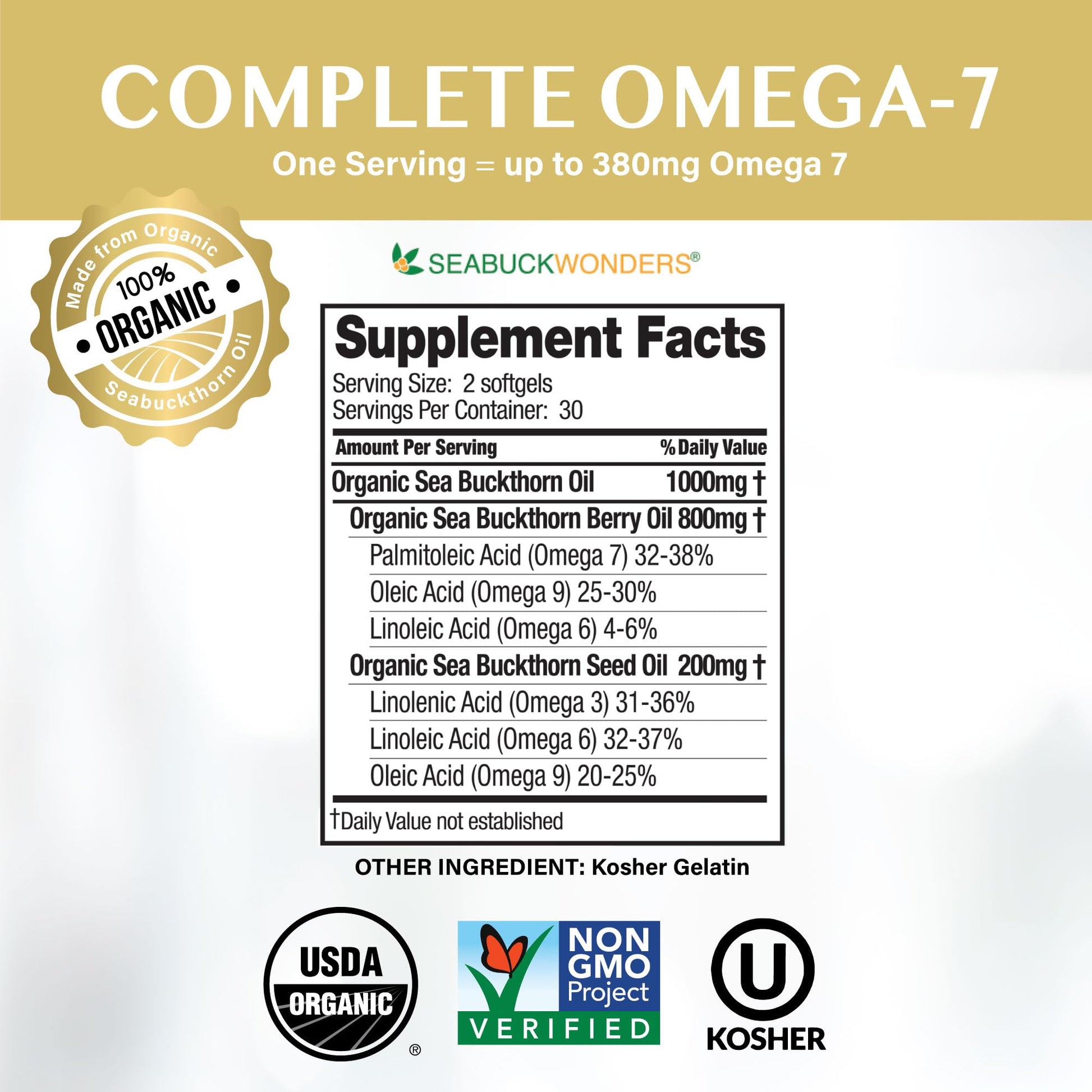 SeabuckWonders Sea Buckthorn Oil Blend, Omega-7 Complete, Max Potency, 120 Count SEABUCKWONDERS buy supplements canada
