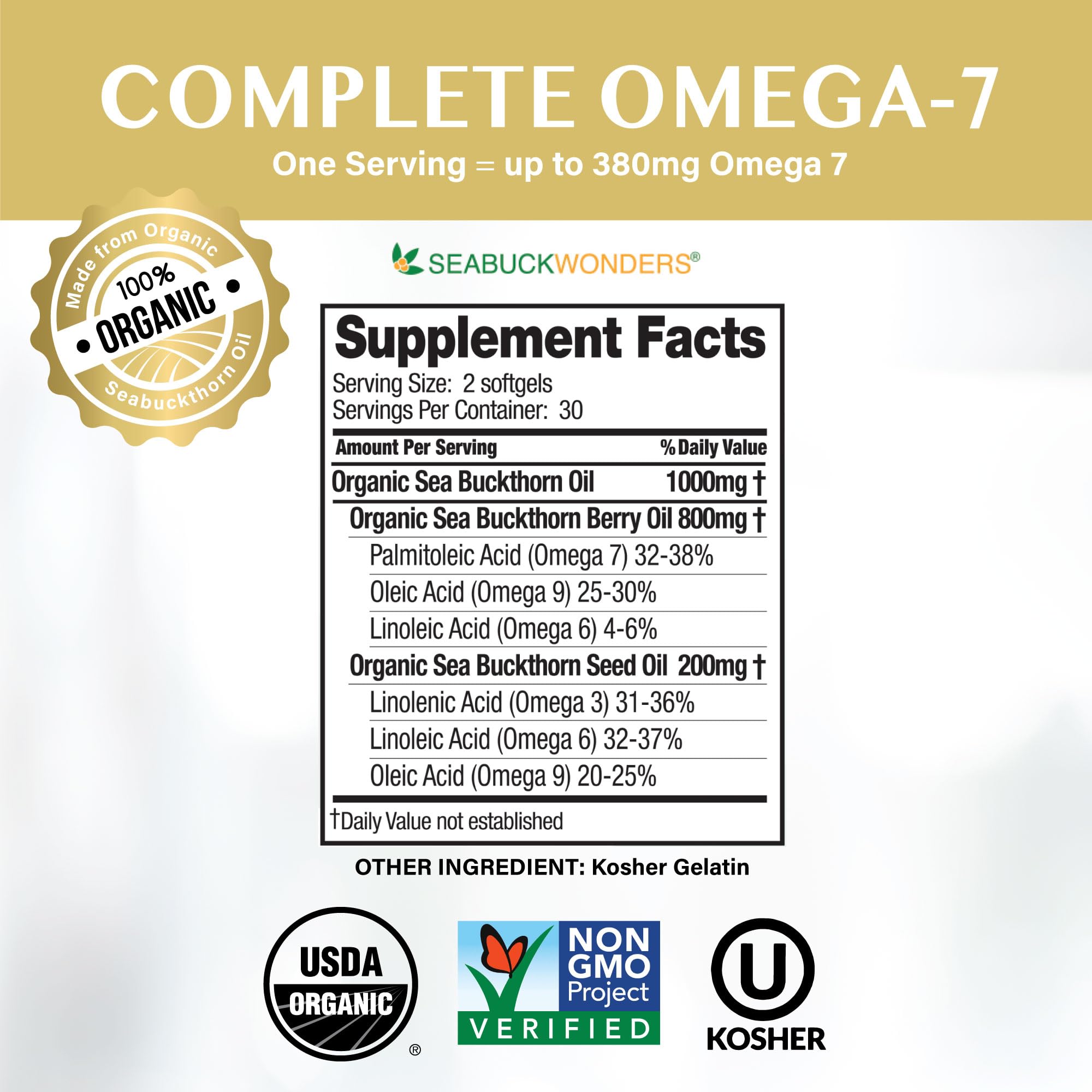 SeabuckWonders Sea Buckthorn Oil Blend, Omega-7 Complete, Max Potency, 120 Count SEABUCKWONDERS buy supplements canada