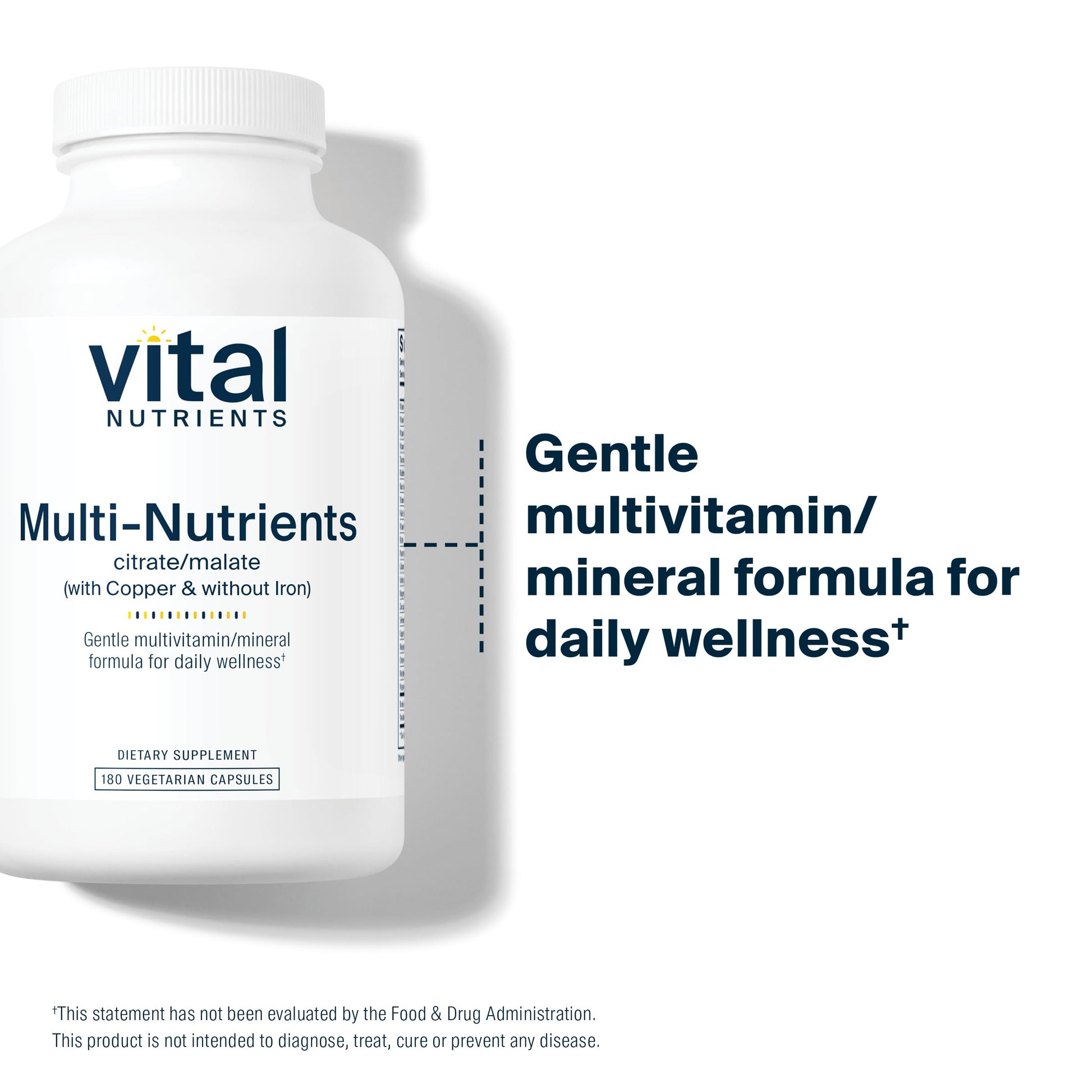Vital Nutrients - Multi-Nutrients 2 - Citrate/Malate Formula (with Copper and Without Iron) - Multi-Vitamin/Mineral, Potent Antioxidants, Gentle Bioavailable Form - 180 Vegetarian Capsules per Bottle Vital Nutrients buy supplements canada