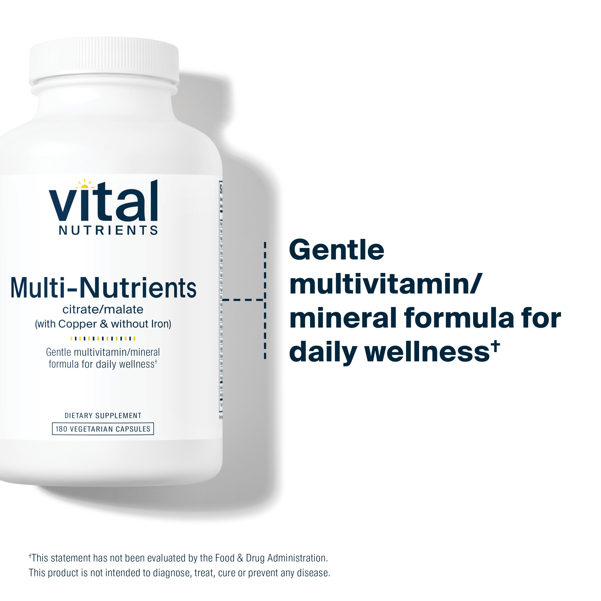 Vital Nutrients - Multi-Nutrients 2 - Citrate/Malate Formula (with Copper and Without Iron) - Multi-Vitamin/Mineral, Potent Antioxidants, Gentle Bioavailable Form - 180 Vegetarian Capsules per Bottle Vital Nutrients buy supplements canada