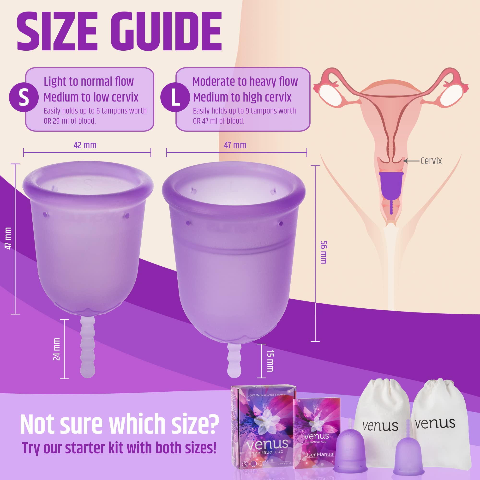 Venus Large Menstrual Cup – High Capacity for Heavy Flow -Made in USA - 100% Medical Grade Silicone VENUS buy supplements canada