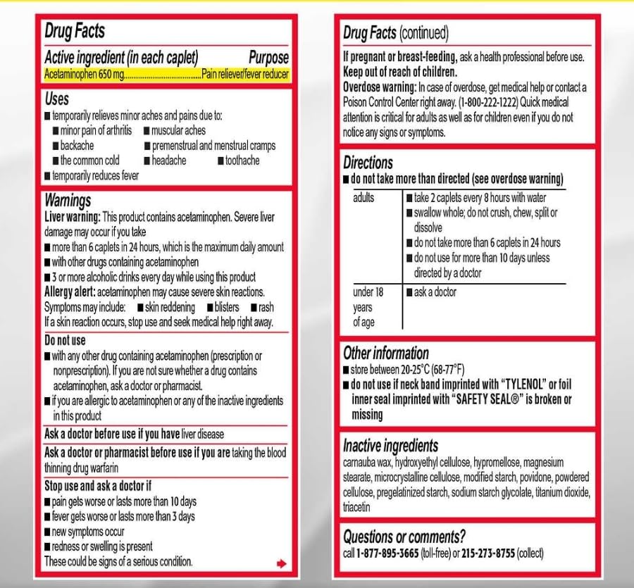 Tylenol Arthritis Pain Extended Release Tablets with Acetaminophen for Joint Pain, 290 Caplets (Pack of 2) (Package May Vary) Tylenol buy supplements canada