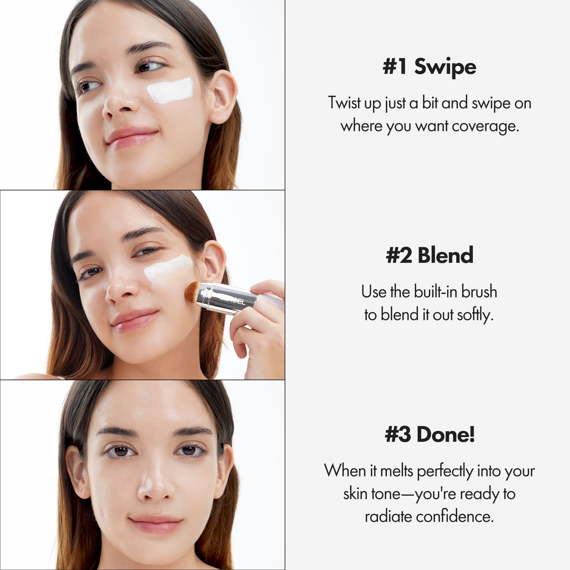 ELROEL Blanc Cover Cream Stick V White - Korean Color-Changing Foundation Stick with Volufiline - Medium to Full Coverage Dewy Finish Base Makeup - Dual-Ended with Detachable Brush (202 Natural) ELROEL buy supplements canada