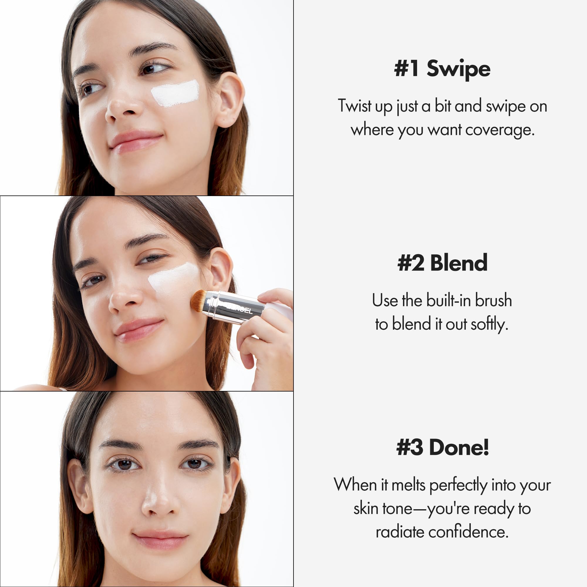 ELROEL Blanc Cover Cream Stick V White - Korean Color-Changing Foundation Stick with Volufiline - Medium to Full Coverage Dewy Finish Base Makeup - Dual-Ended with Detachable Brush (202 Natural) ELROEL buy supplements canada