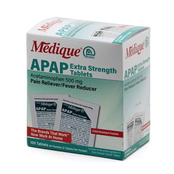 Medique @ Home 70433 Extra Strength APAP Tablets, Non-Aspirin, 50 Packets (2 Tablets per Packet) Total-100 Count Medique buy supplements canada