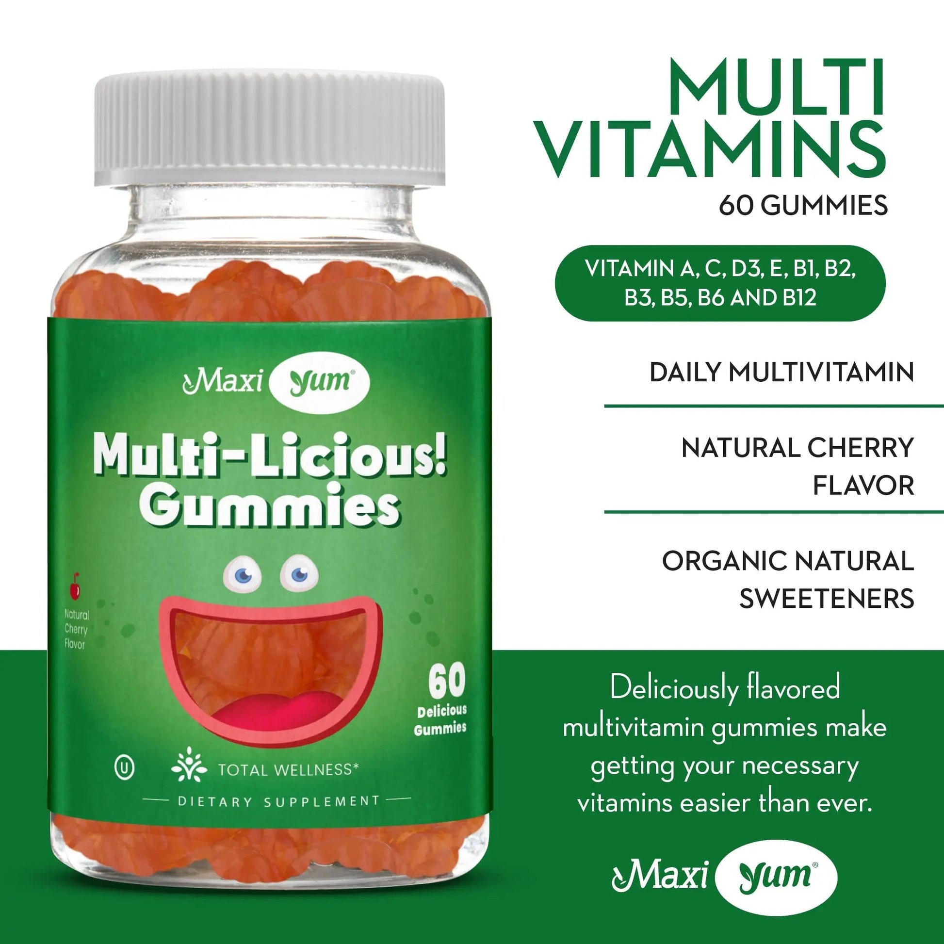 Maxi Health Multivitamin Gummies Vitamins for Adults & Kids - Cherry Flavored Gummy Multivitamins - 60 Vitamin Gummies for Women and Men Maxi Health buy supplements canada