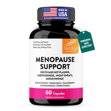 Complete Menopause Support Supplement For Women | With Ashwagandha, Black Cohosh, Dong Quai & Muira Puama | Helps Easing Hot Flashes, Night Sweats, Mood Swings, Hormone Balance & Harmony | 60 Capsules Sandhu's buy supplements canada