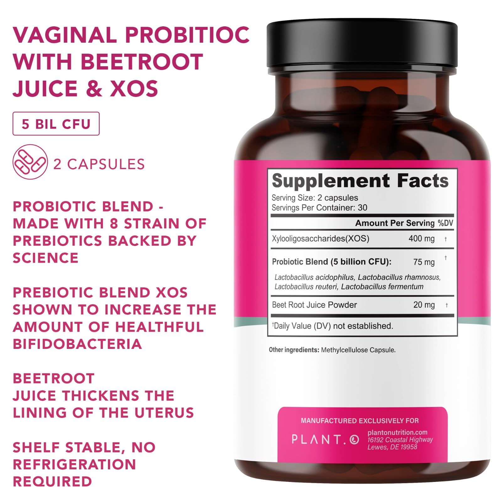 PLANT.O NUTRITION Vaginal Probiotics for Women with 4 Lactobacillus Strains Probiotic & Prebiotic Blend PLANT.O NUTRITION buy supplements canada