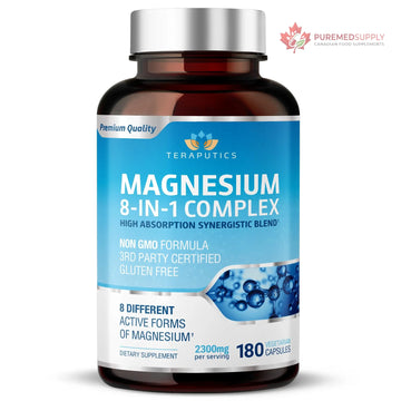8 in 1 Magnesium Complex for Women & Men 426mg | 180 Vegan Capsules | MAG-8 Blend: Citrate, Bisglycinate, Malate, & More | Non-GMO Magnesio Complex Supplement | Provides 100% Daily Recommended Value Teraputics buy supplements canada
