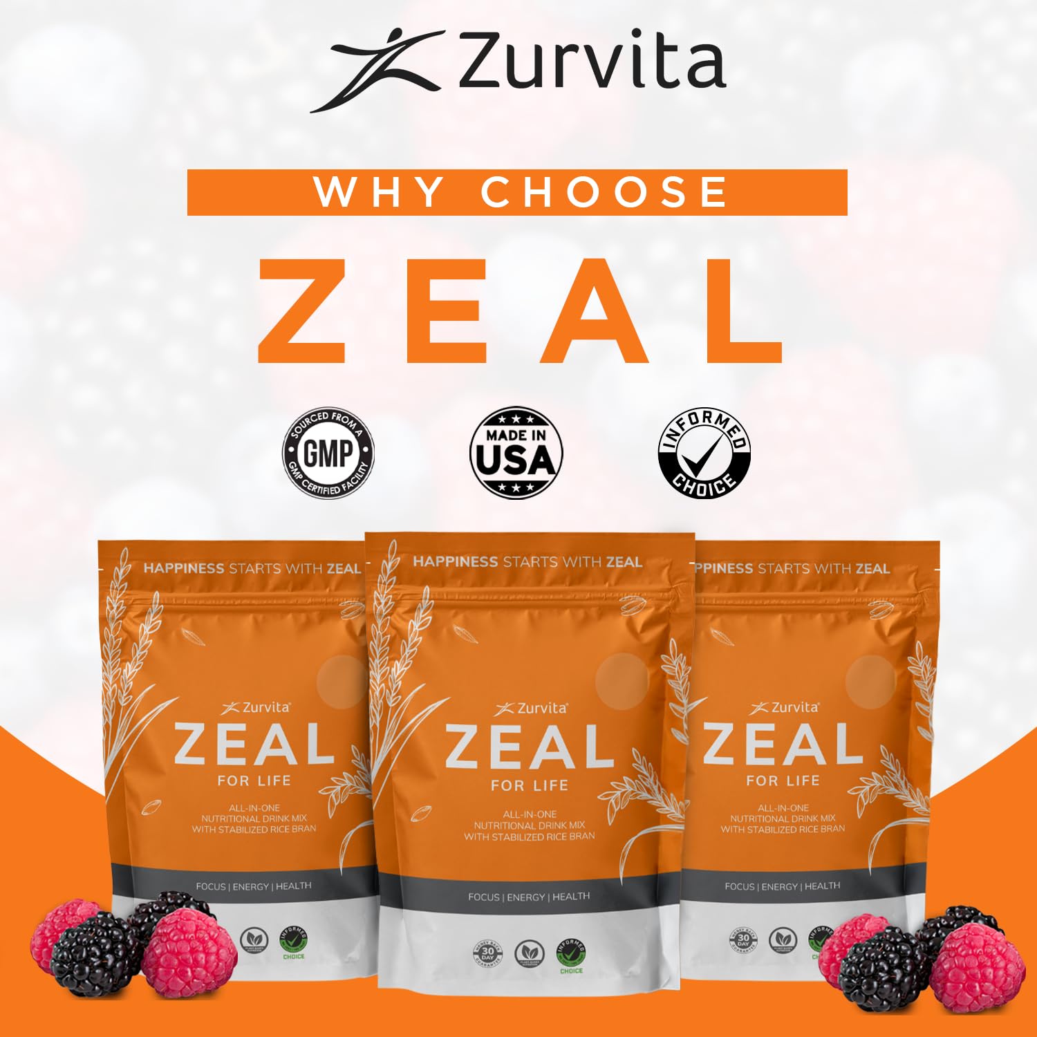 Zurvita - Zeal for Life Wellness Drink Mix - Wild Berry (Classic) Flavor - Gluten-Free, Vegan, with Vitamins and Minerals - 10 Single Packets Zurvita buy supplements canada