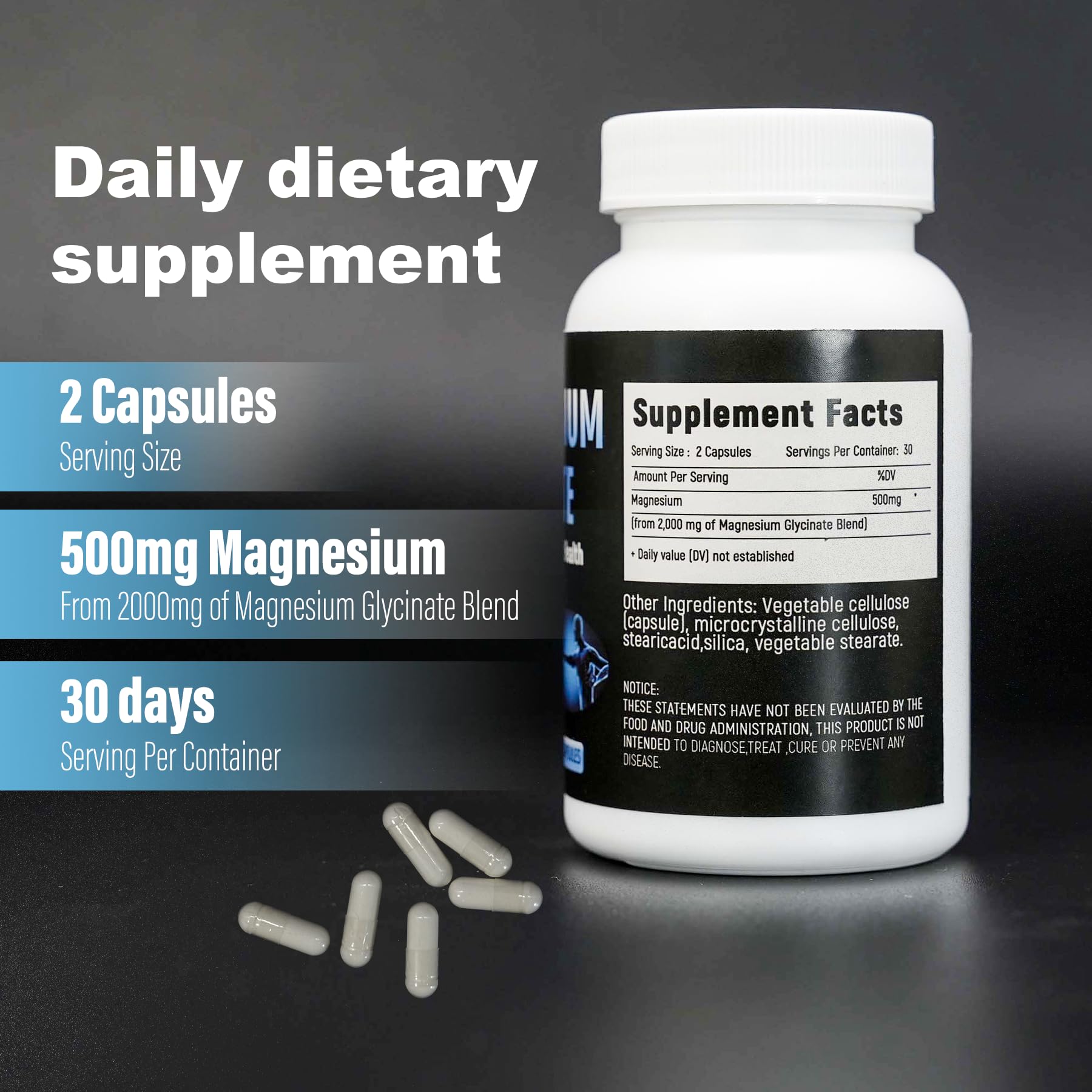 Laicuherb Magnesium Capsules for Bone and Muscle Health, 500 mg Magnesium Supplement, 60 Count, Vegetarian Capsules Laicuherb buy supplements canada