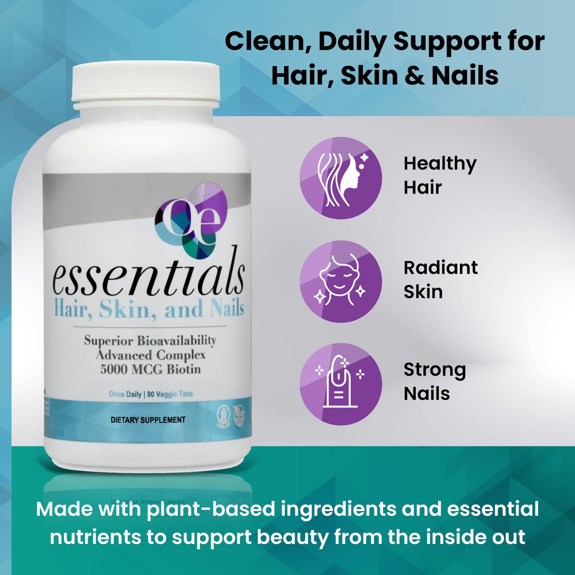Organic Excellence Hair, Skin and Nails Vitamins for Women & Men – Biotin Supplement 5000 mcg– Hyaluronic Acid - Supports Healthy Hair Growth, Radiant Skin & Strong Nails, 1 Month Supply (30 Tablets) Organic Excellence buy supplements canada