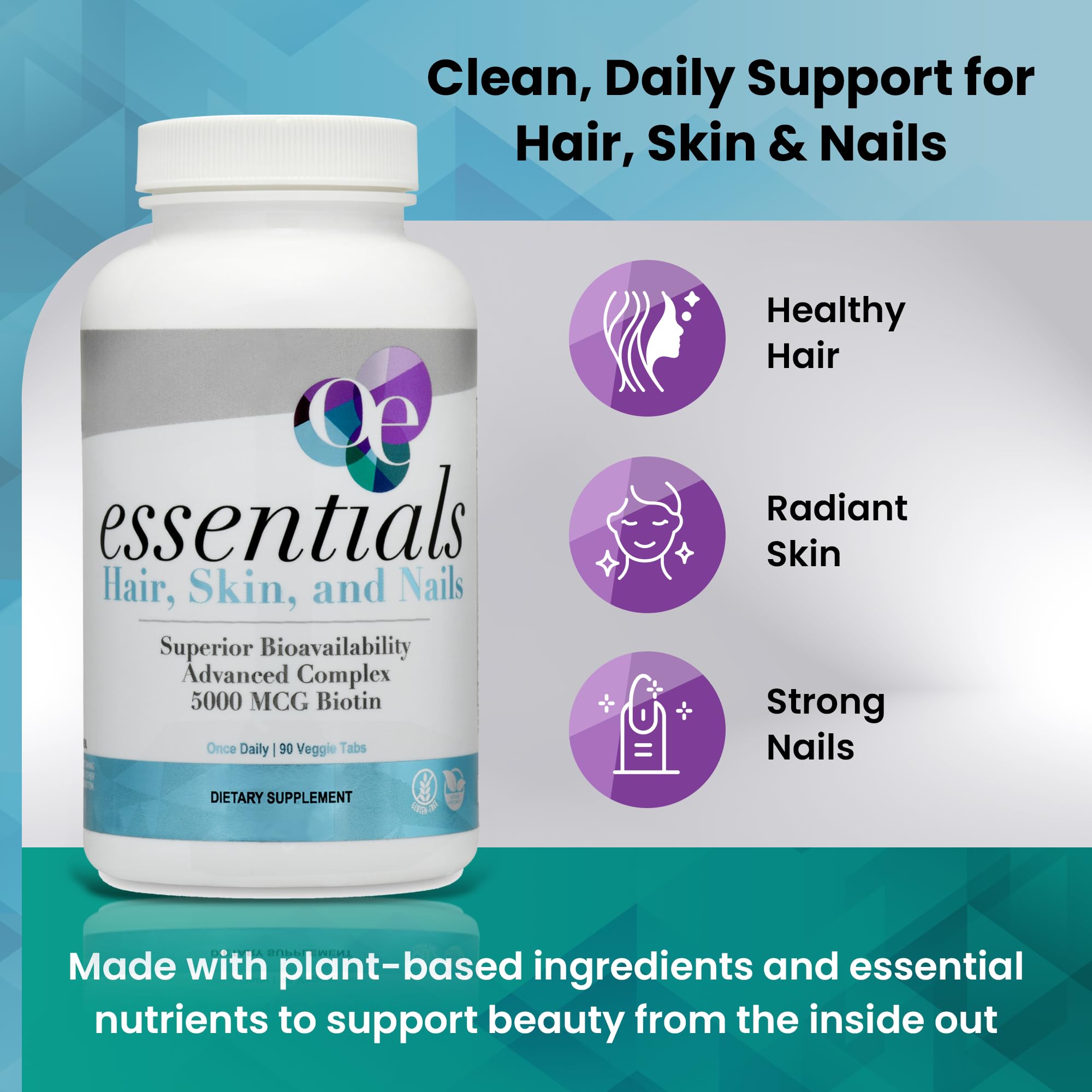 Organic Excellence Hair, Skin and Nails Vitamins for Women & Men – Biotin Supplement 5000 mcg– Hyaluronic Acid - Supports Healthy Hair Growth, Radiant Skin & Strong Nails, 1 Month Supply (30 Tablets) Organic Excellence buy supplements canada