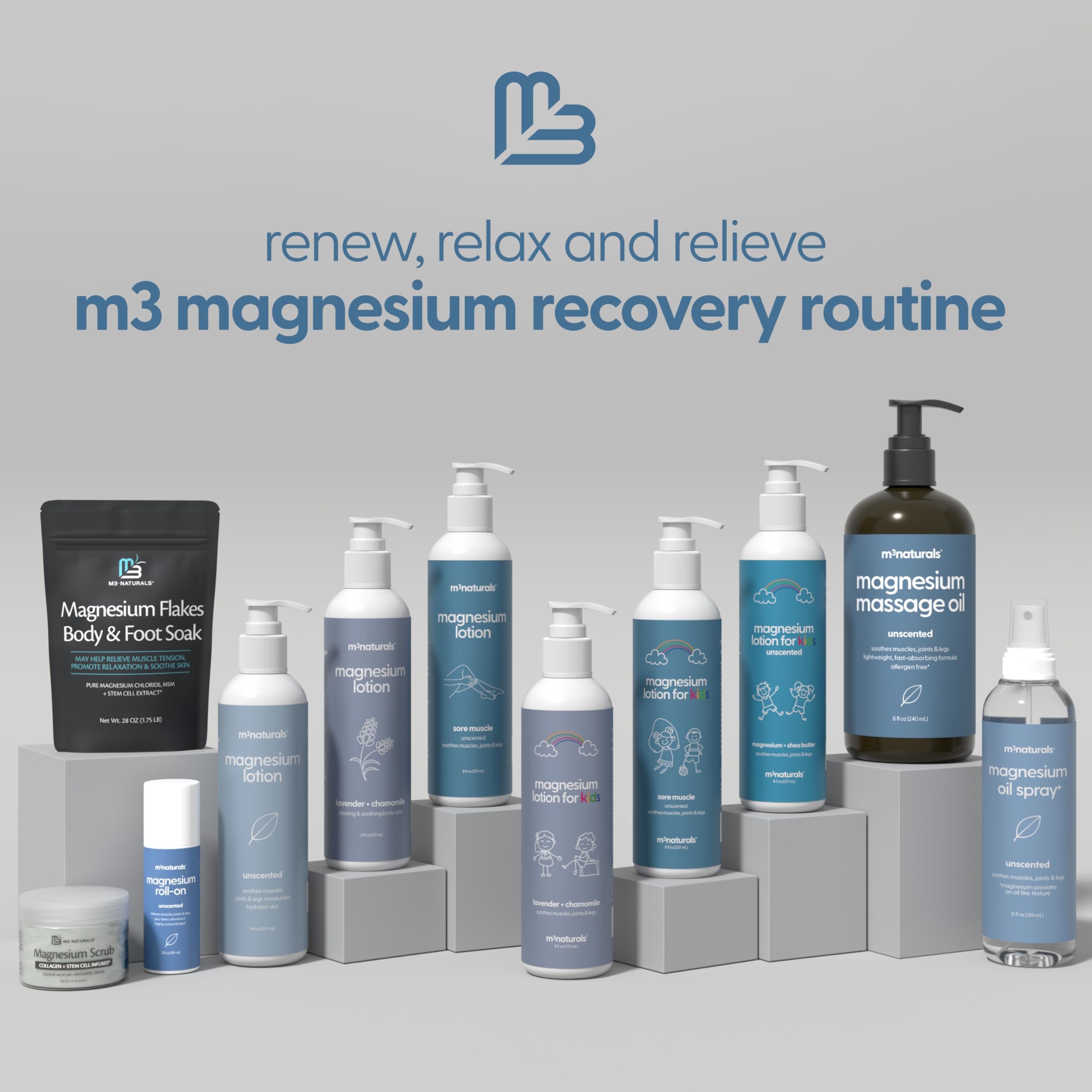 Magnesium Roll On for Adults & Kids, Easy Application for Sore Muscles, Feet, Joints and Leg Cramps, Helps with Sleeping and Post-Workout Recovery, for Sensitive Skin, 3 fl oz, by M3 M3 Naturals buy supplements canada